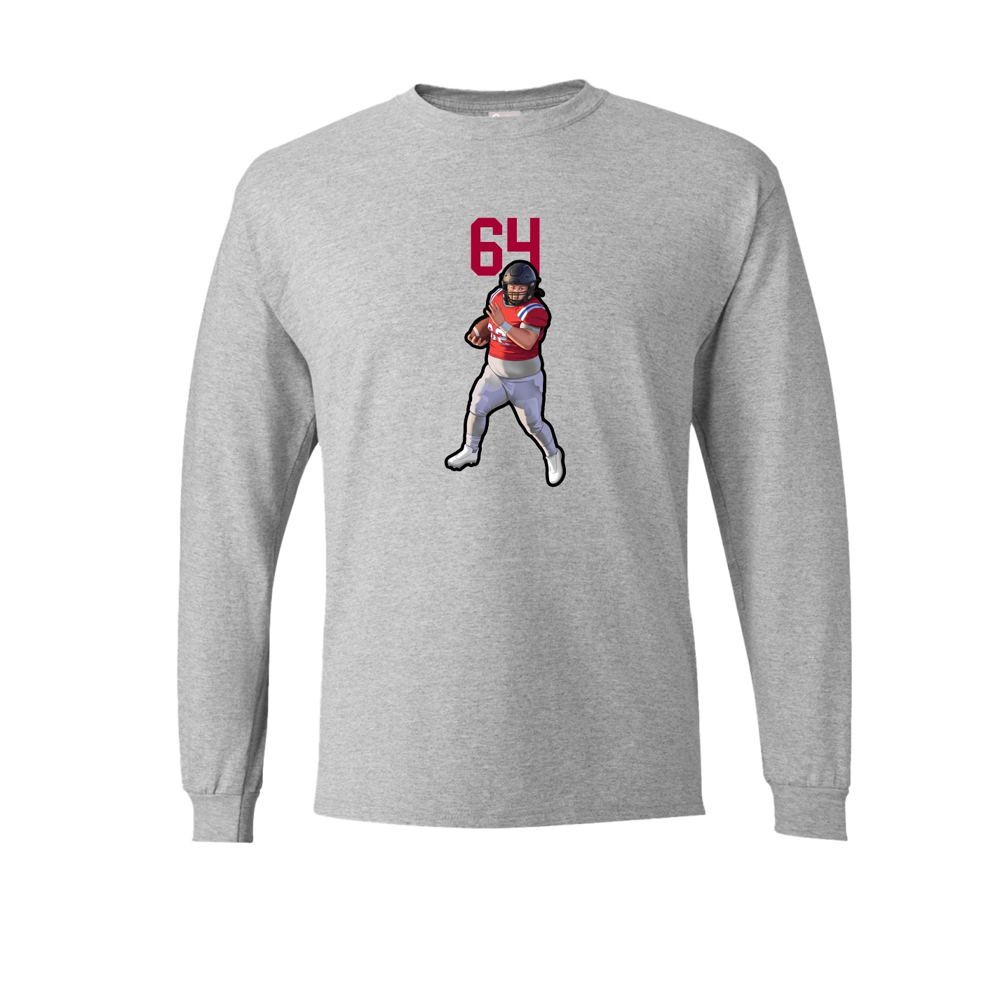 Long Sleeve Tee — Number Top in Grey