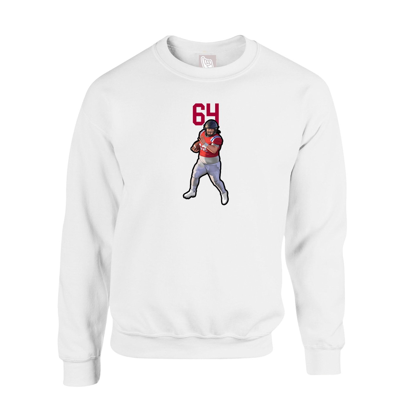 Fleece Crew — Number Top in White