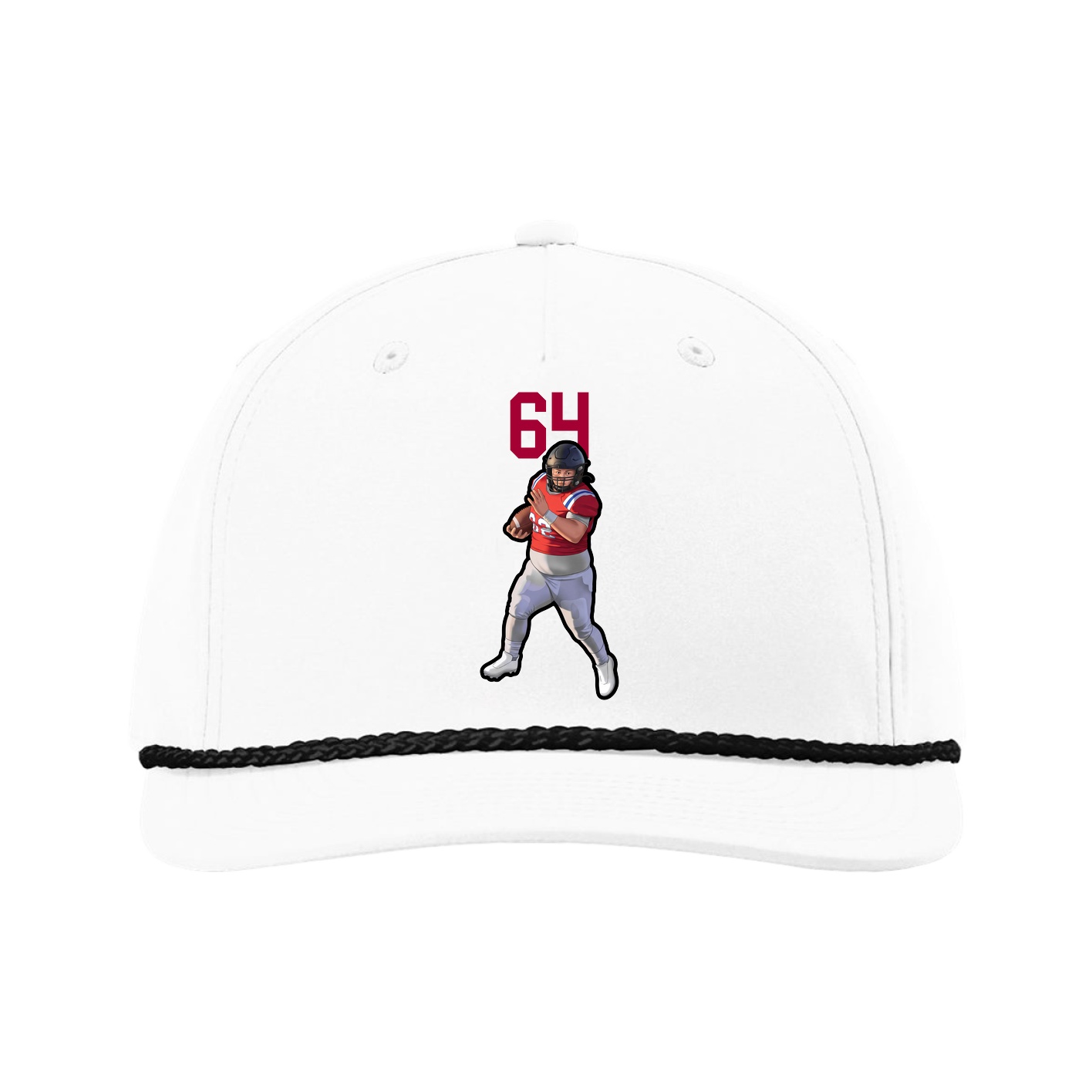 Five-Panel Classic Rope Cap — Number Top in White
