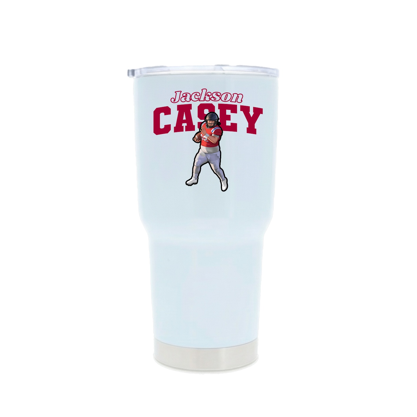 30oz Stainless Steel Tumbler — Name Arch in White