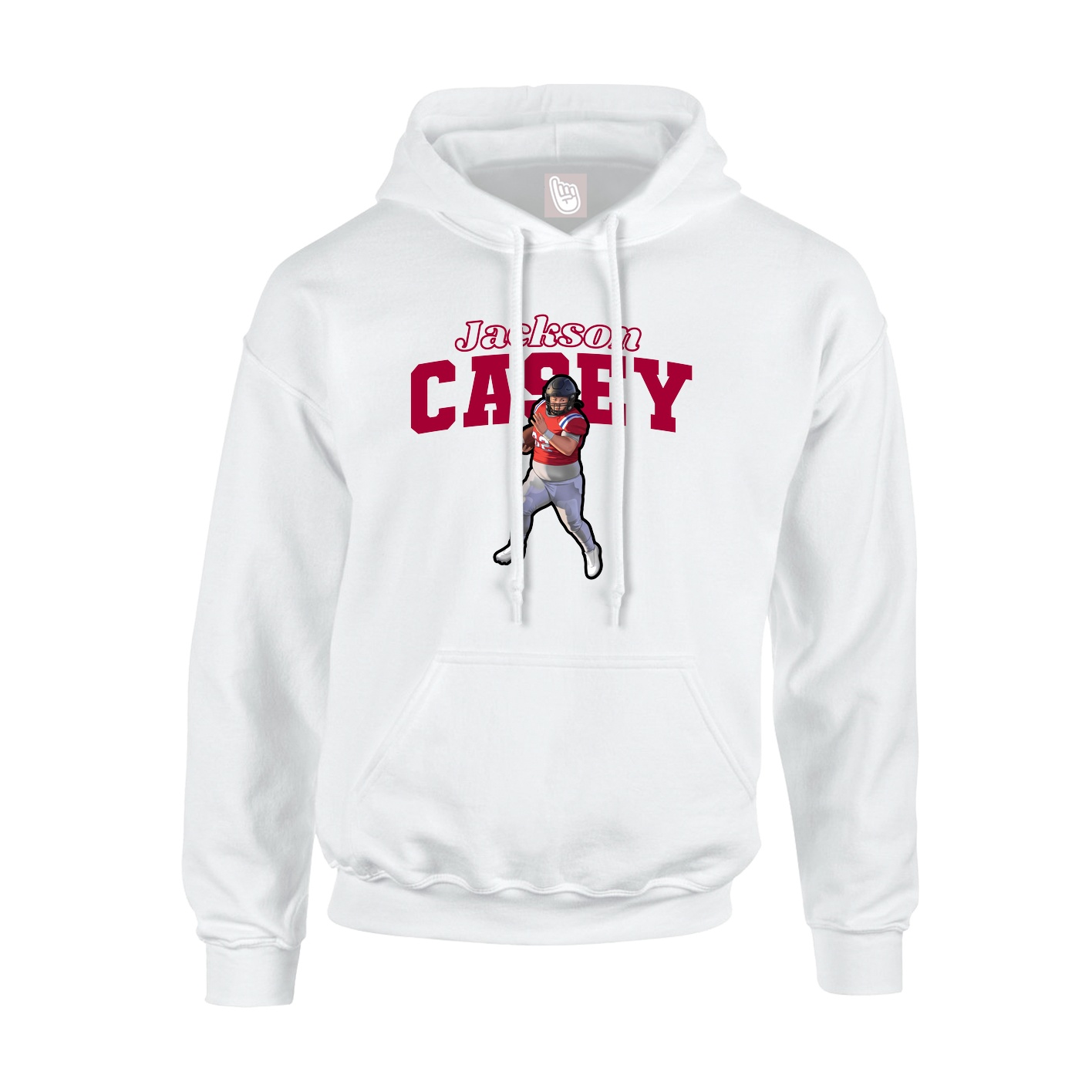 Youth Hoodie — Name Arch in White