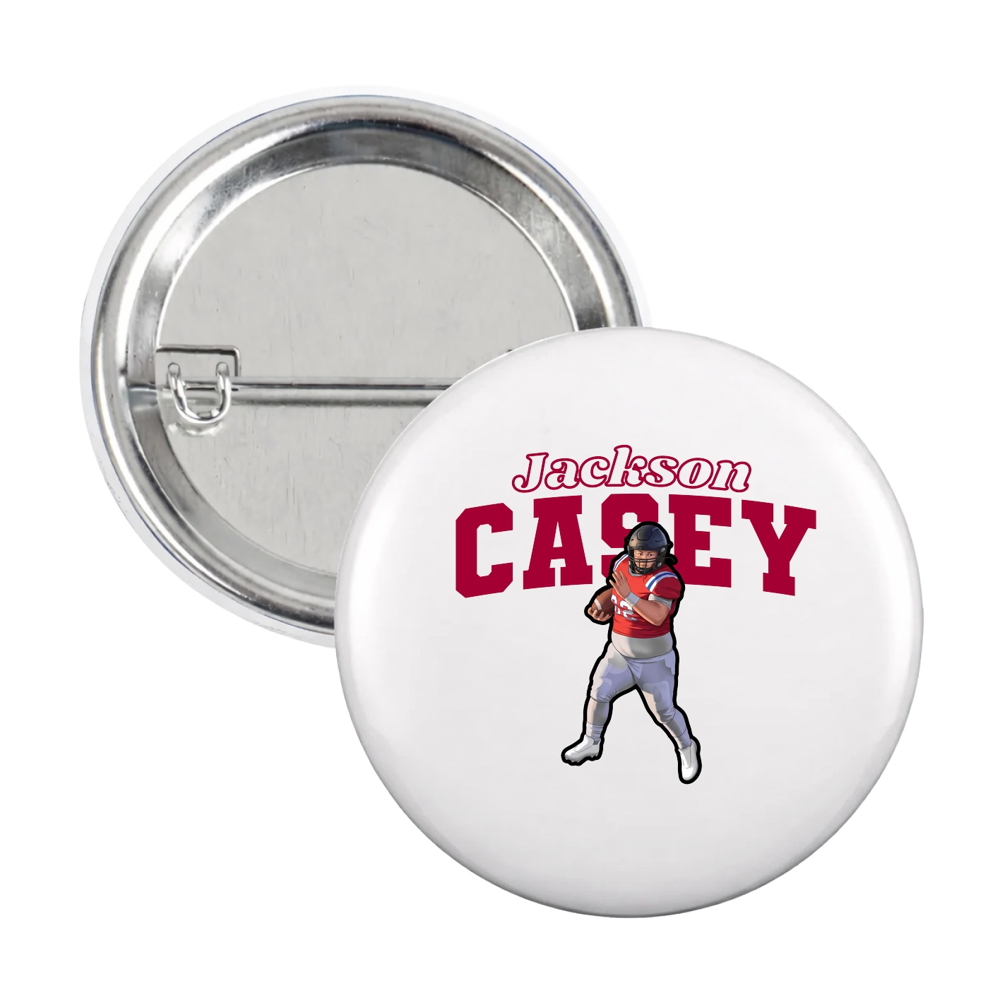 Game Day Button — Name Arch in White