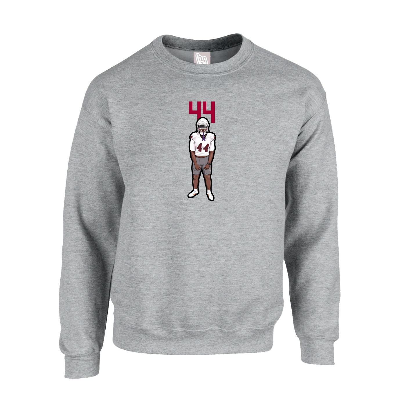 Fleece Crew — Number Top in Grey