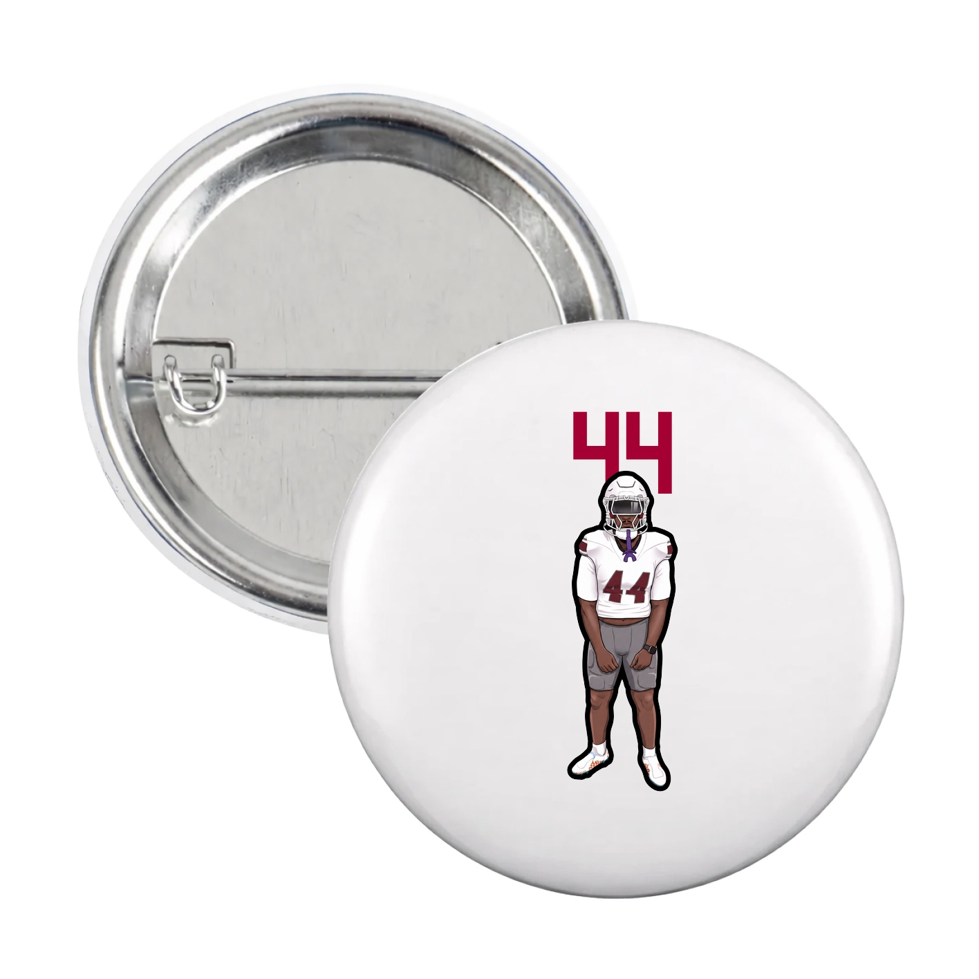 Game Day Button — Number Top in White