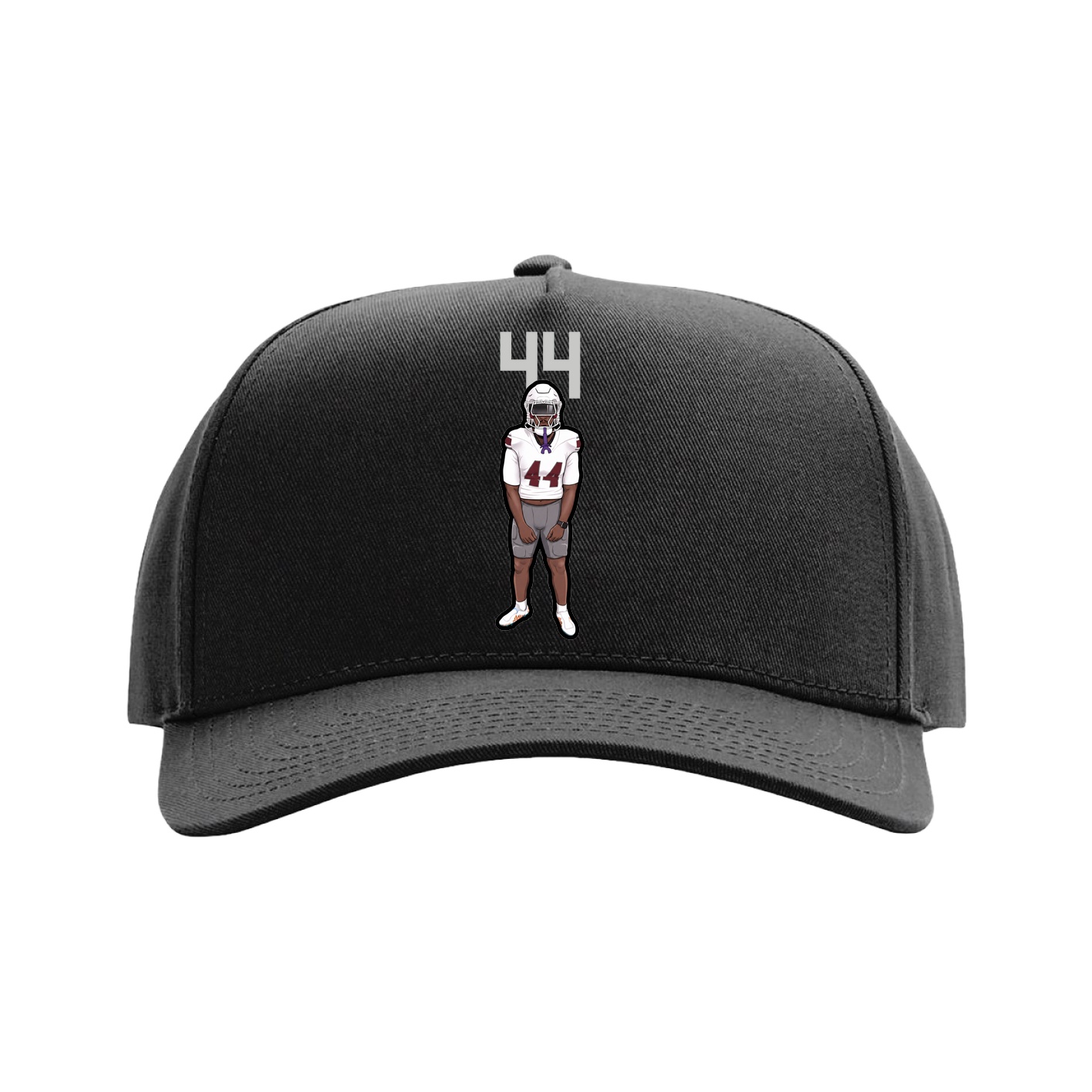 Full Fabric Five-Panel Champ Cap — Number Top in Black