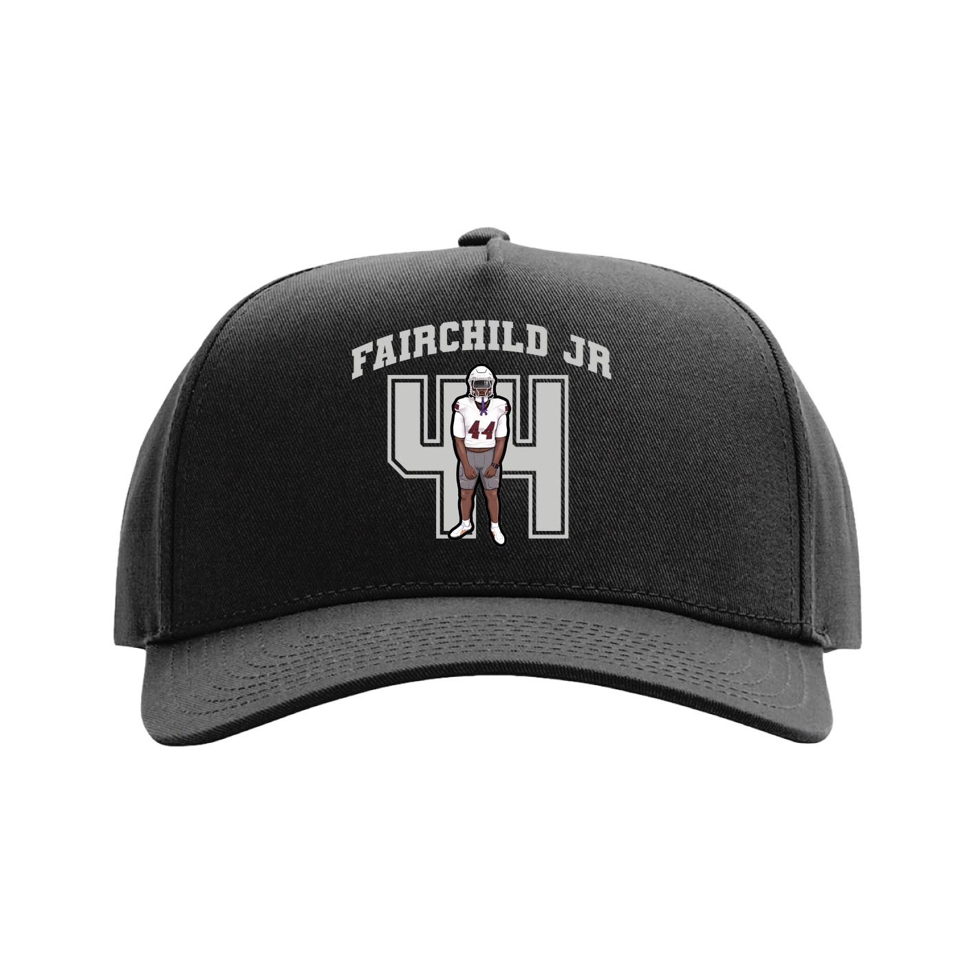 Full Fabric Five-Panel Champ Cap — Number in Black