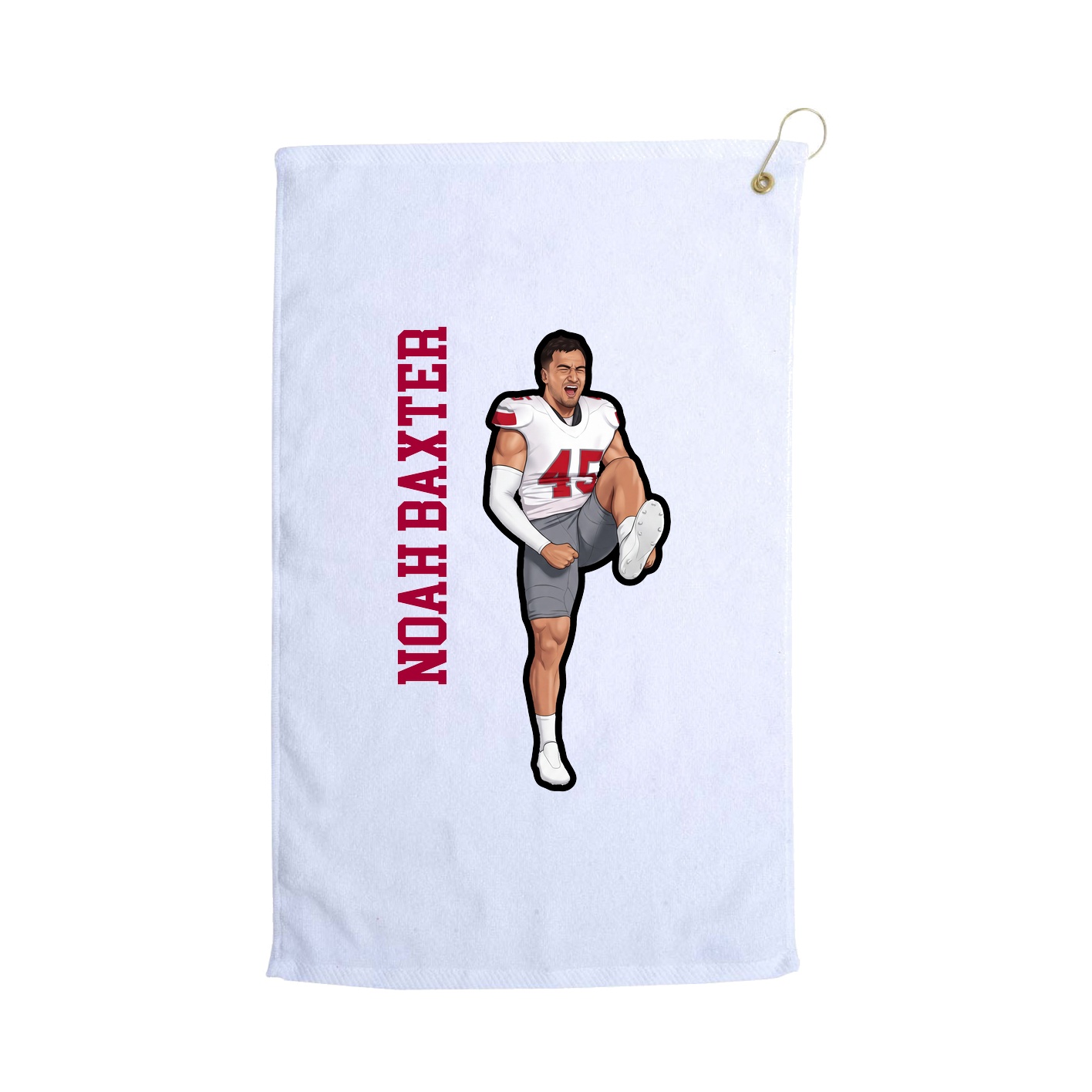 Golf Towel — Name Vertical in White