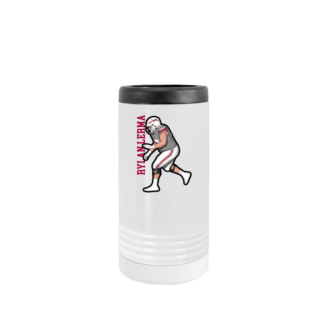 Slim Beverage Holder — Name Vertical in White
