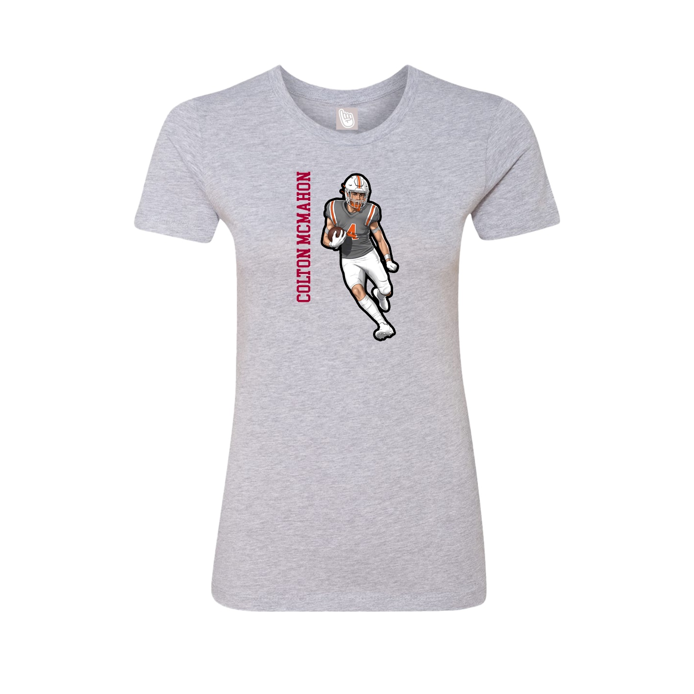 Fitted Women's Tee — Name Vertical in Grey