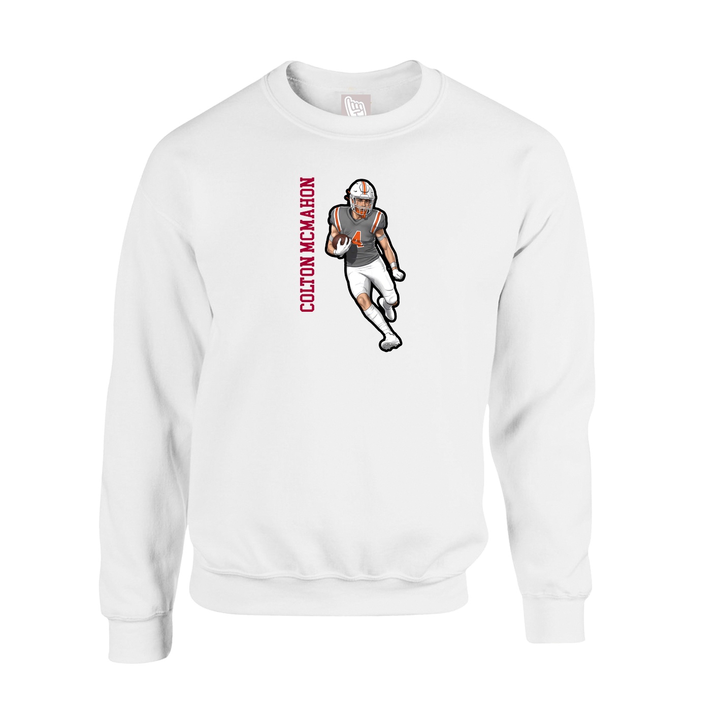 Fleece Crew — Name Vertical in White