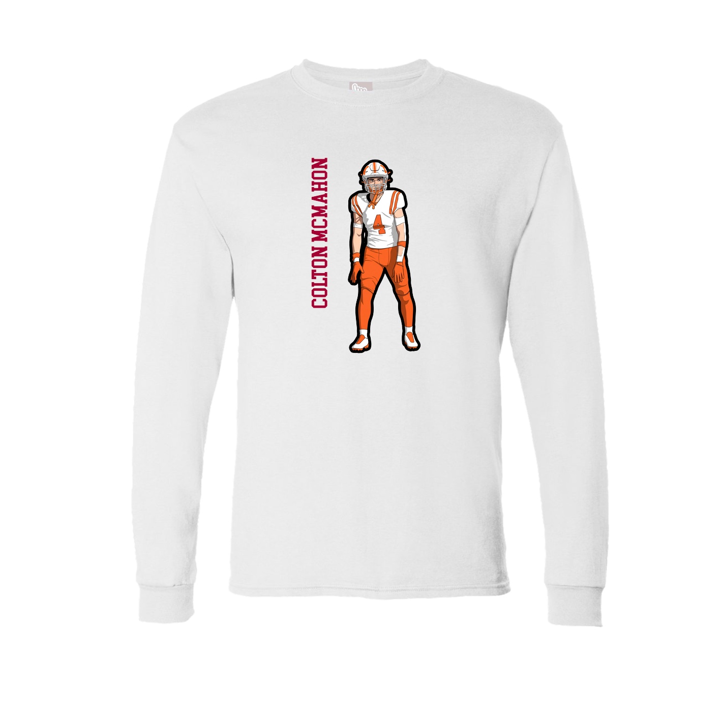 Long Sleeve Tee — Name Vertical in White