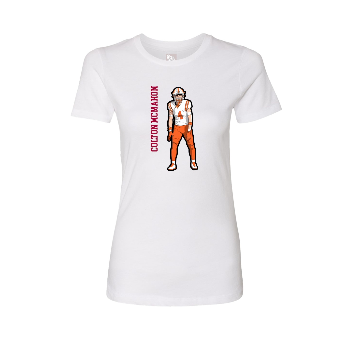 Fitted Women's Tee — Name Vertical in White