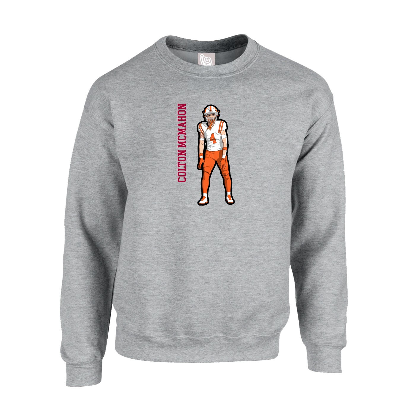 Fleece Crew — Name Vertical in Grey