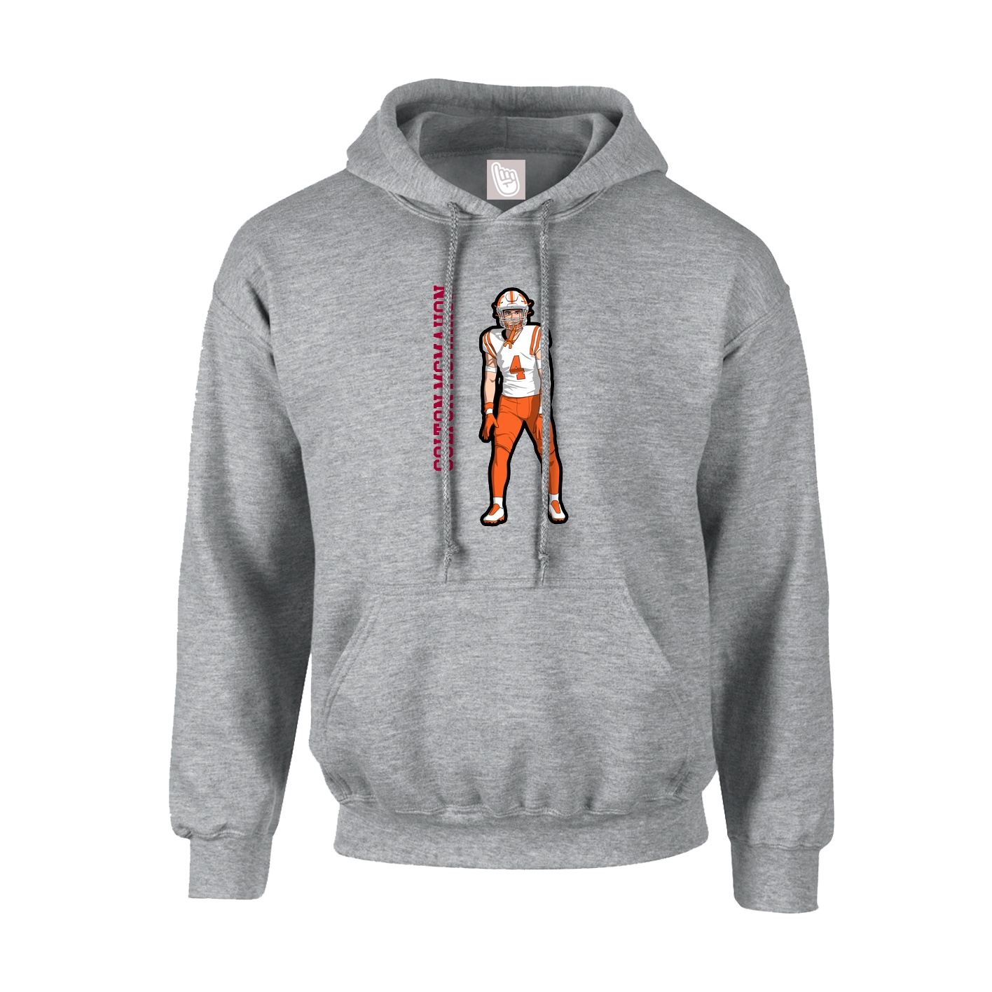 Youth Hoodie — Name Vertical in Grey