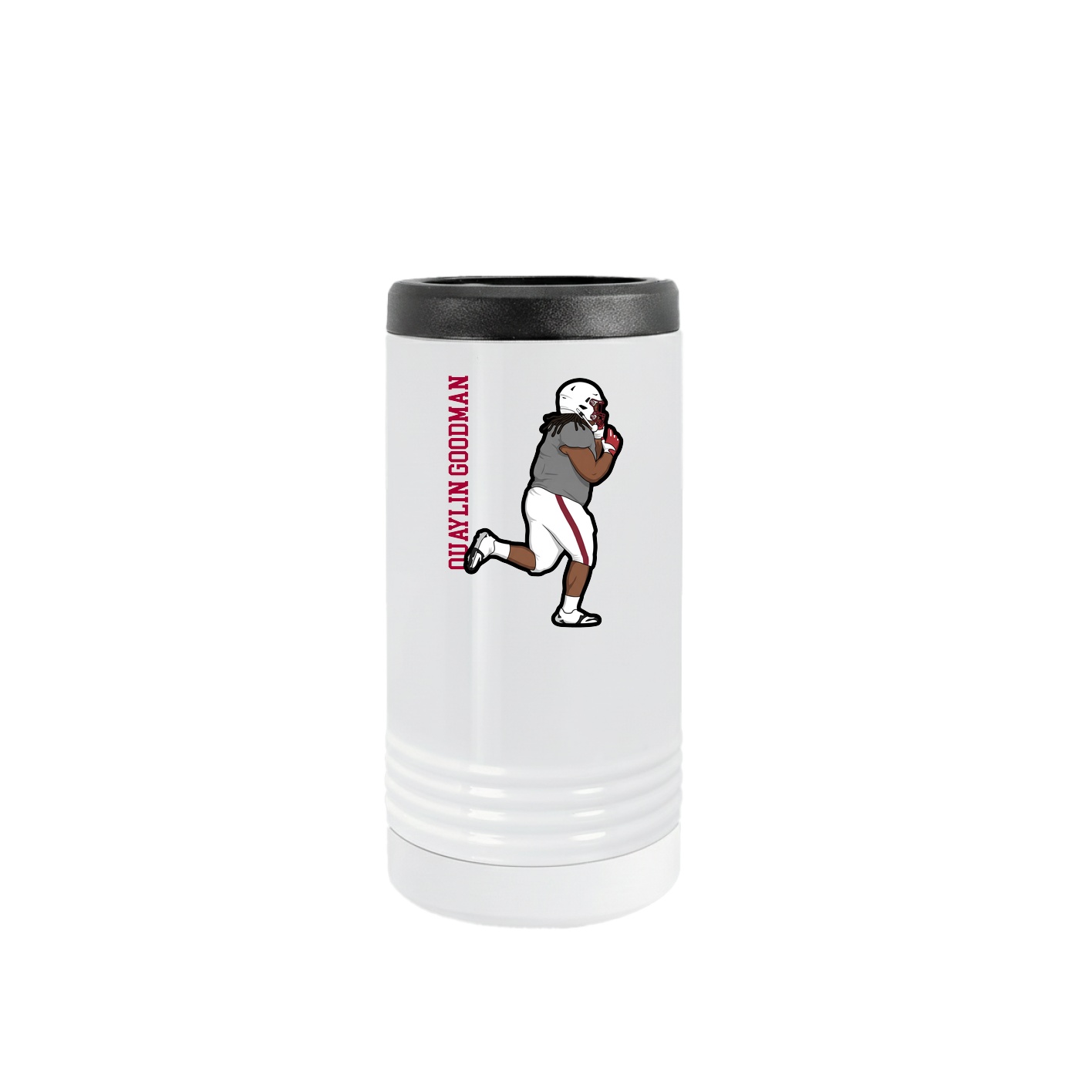 Slim Beverage Holder — Name Vertical in White