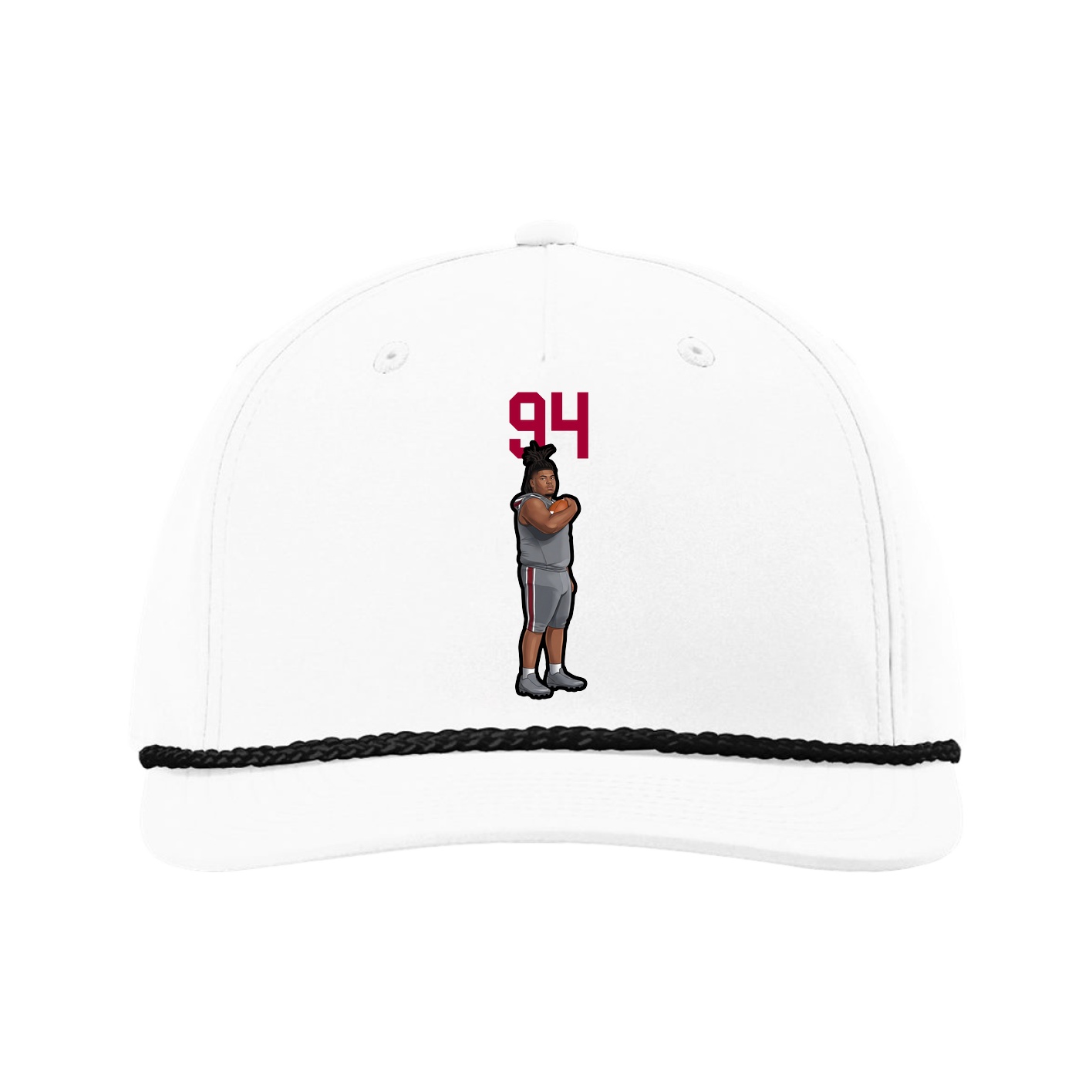 Five-Panel Classic Rope Cap — Number Top in White