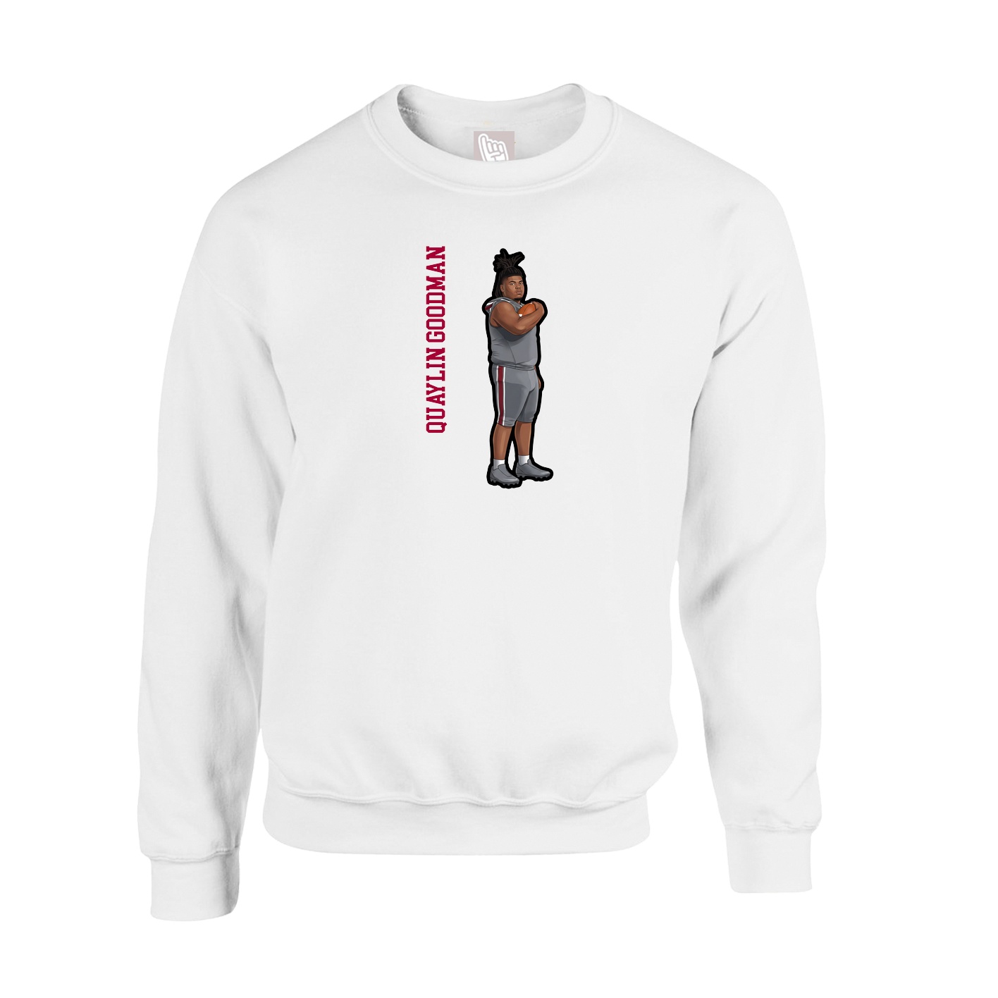 Fleece Crew — Name Vertical in White