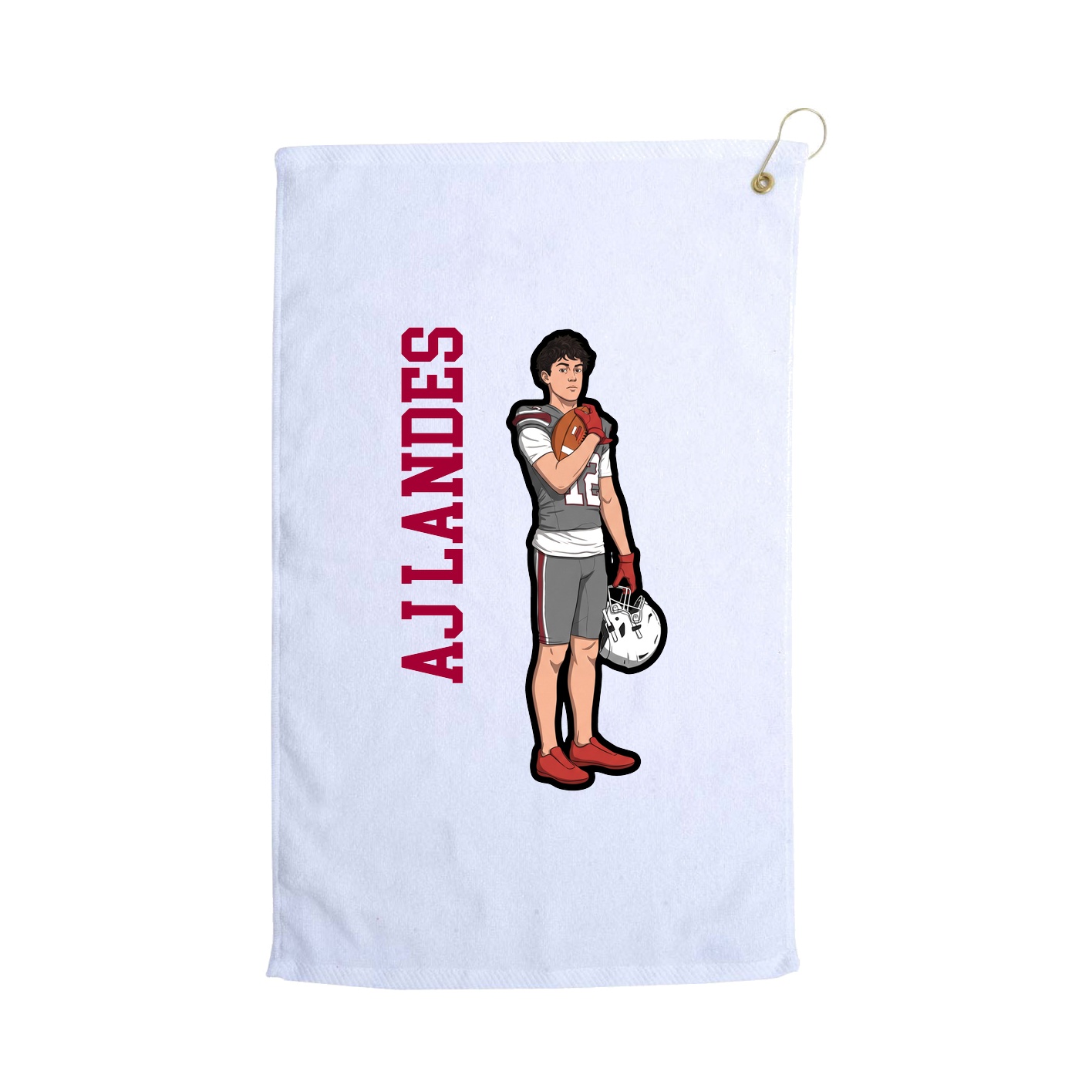Golf Towel — Name Vertical in White