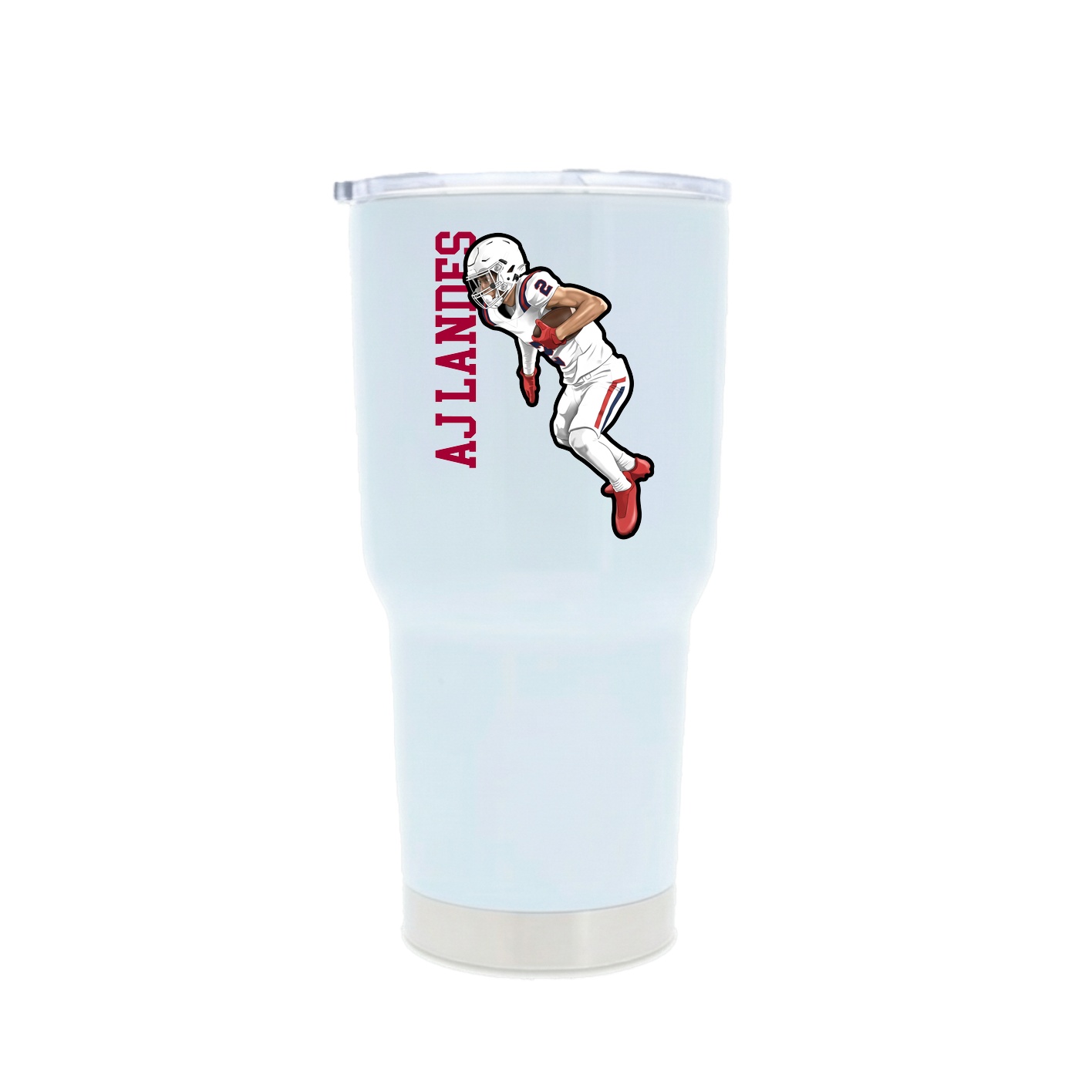 30oz Stainless Steel Tumbler — Name Vertical in White