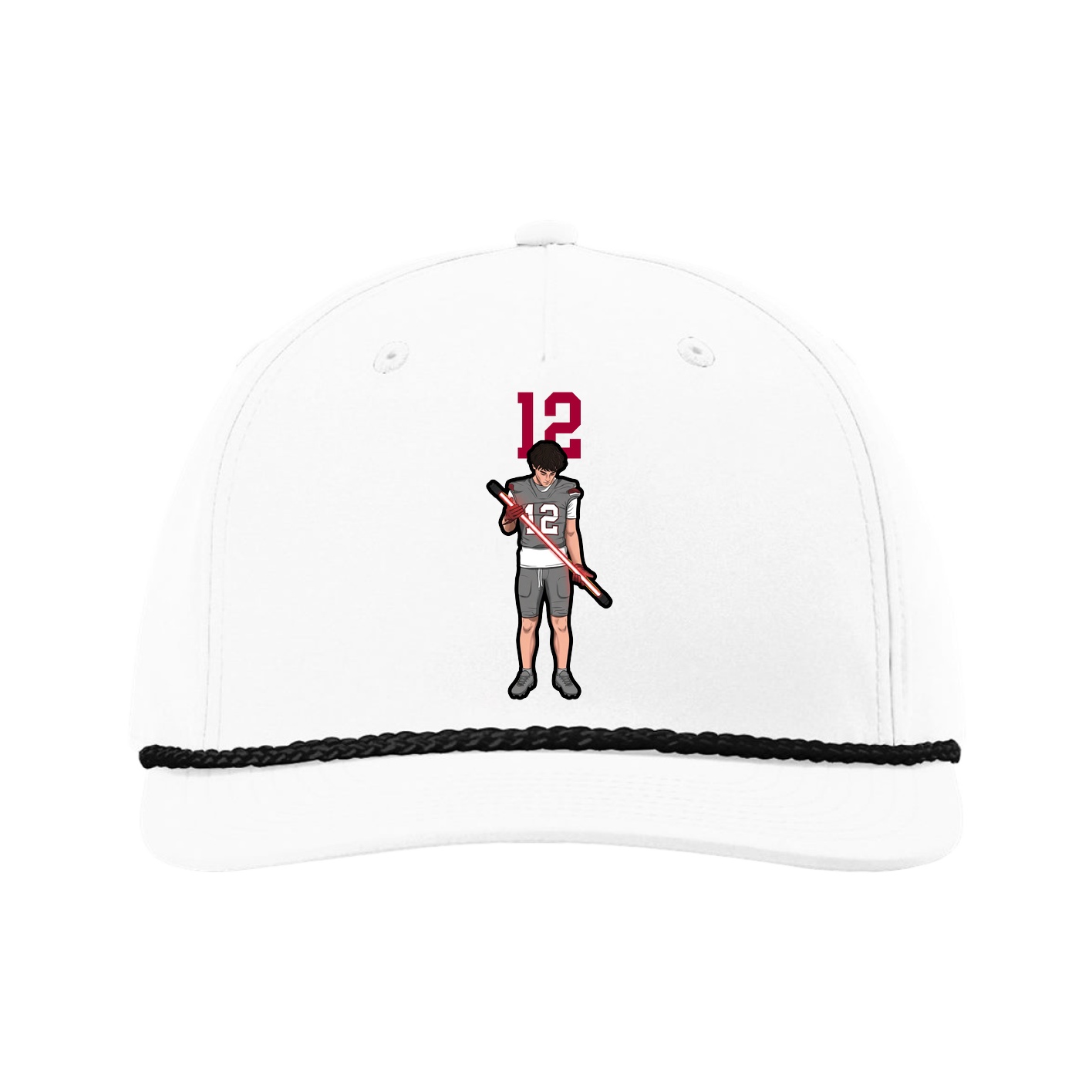 Five-Panel Classic Rope Cap — Number Top in White