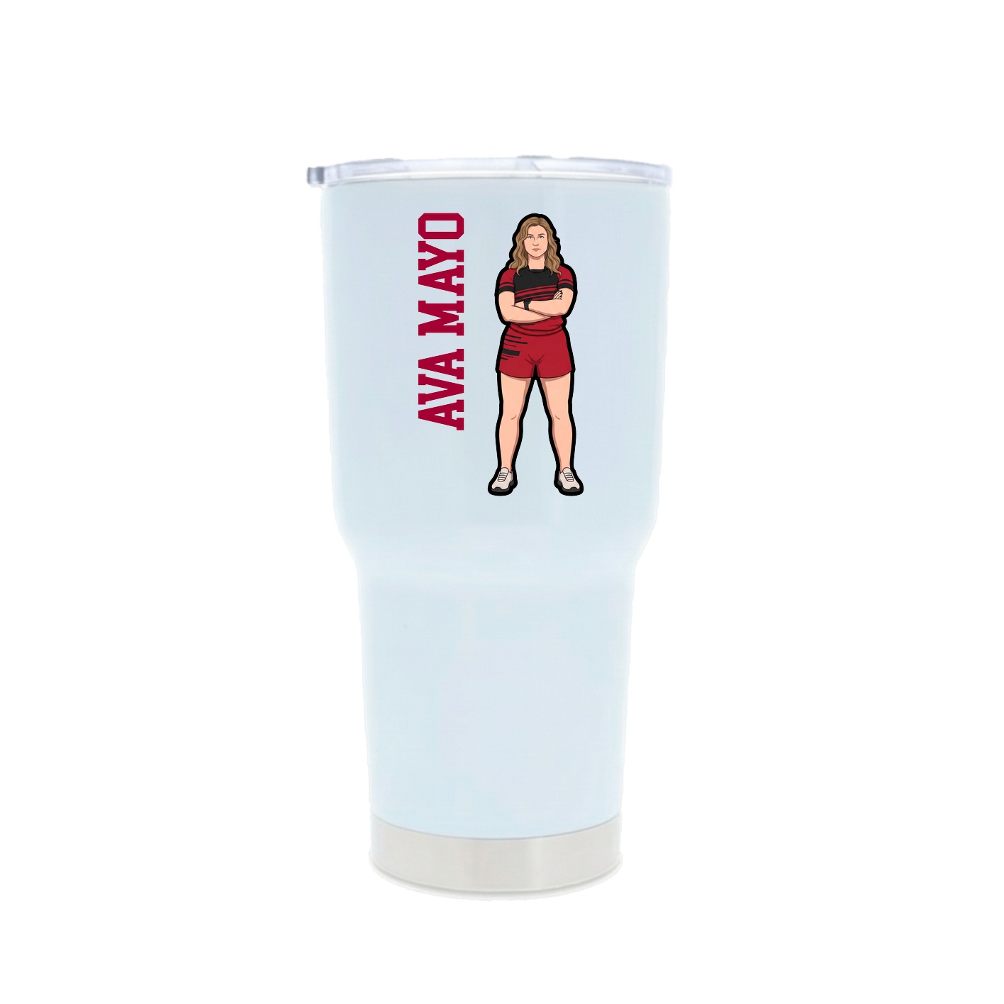 30oz Stainless Steel Tumbler — Name Vertical in White