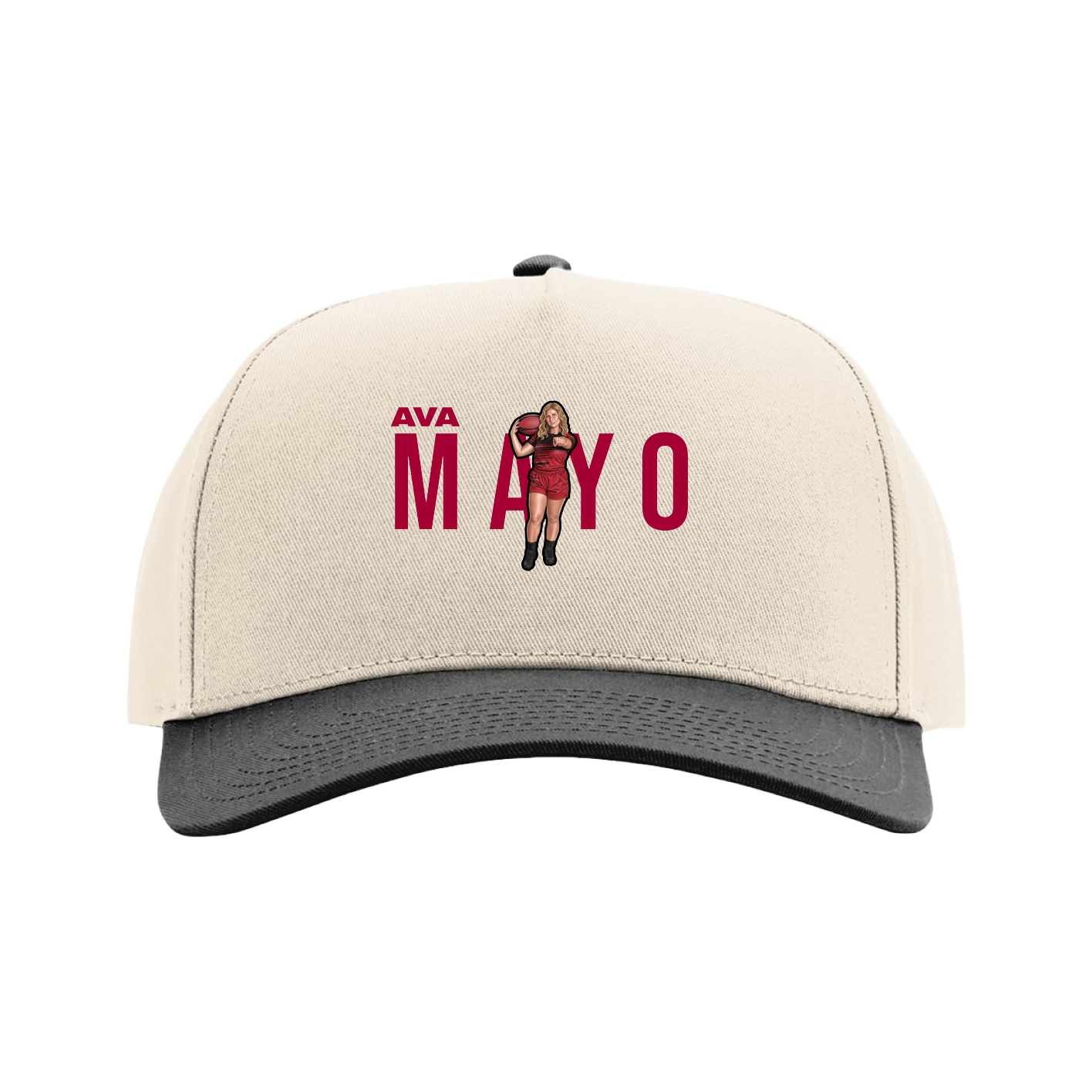 Full Fabric Five-Panel Champ Cap — Player Name in Cream/Black