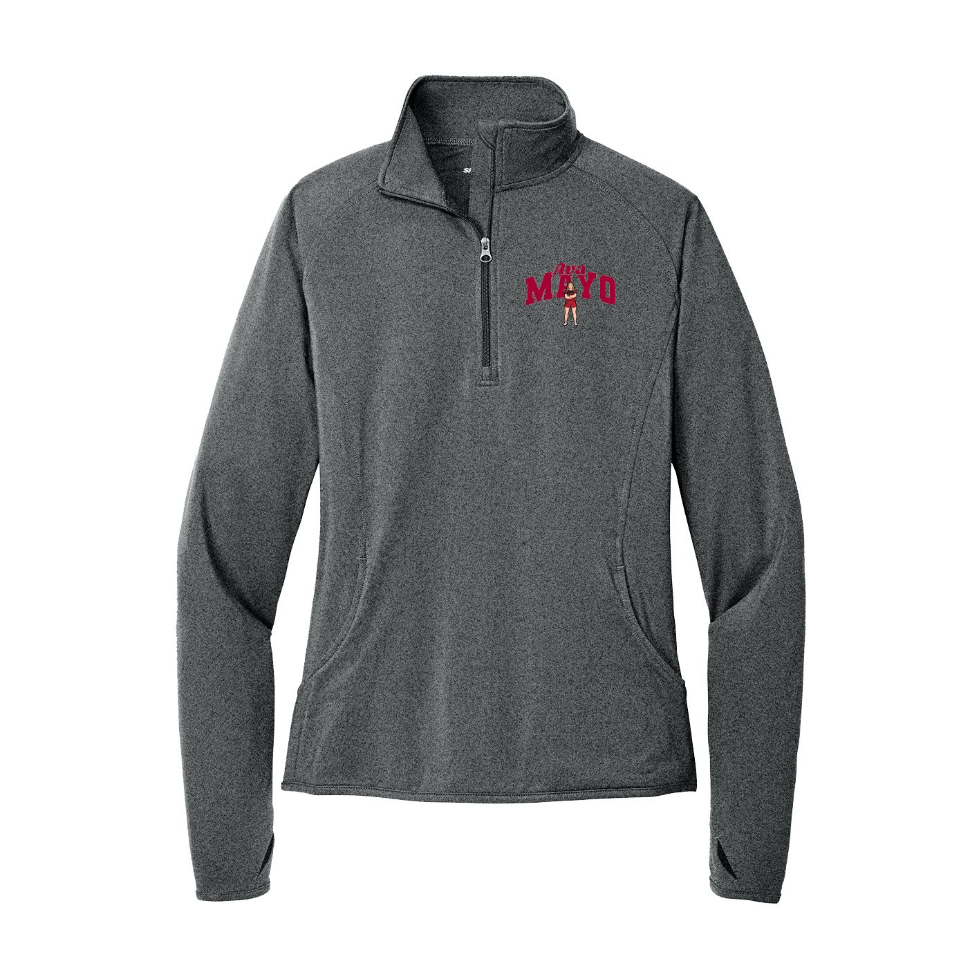 Women's Q-Zip Pullover — Signature Arch in Grey
