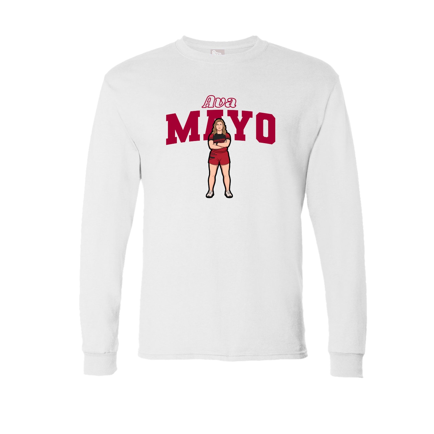 Long Sleeve Tee — Name Arch in White