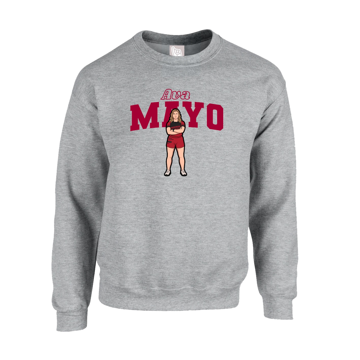 Fleece Crew — Name Arch in Grey