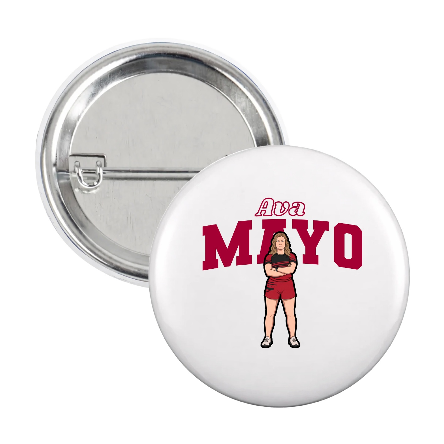 Game Day Button — Name Arch in White