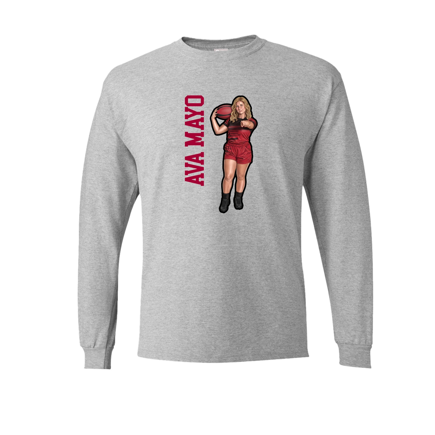 Long Sleeve Tee — Name Vertical in Grey