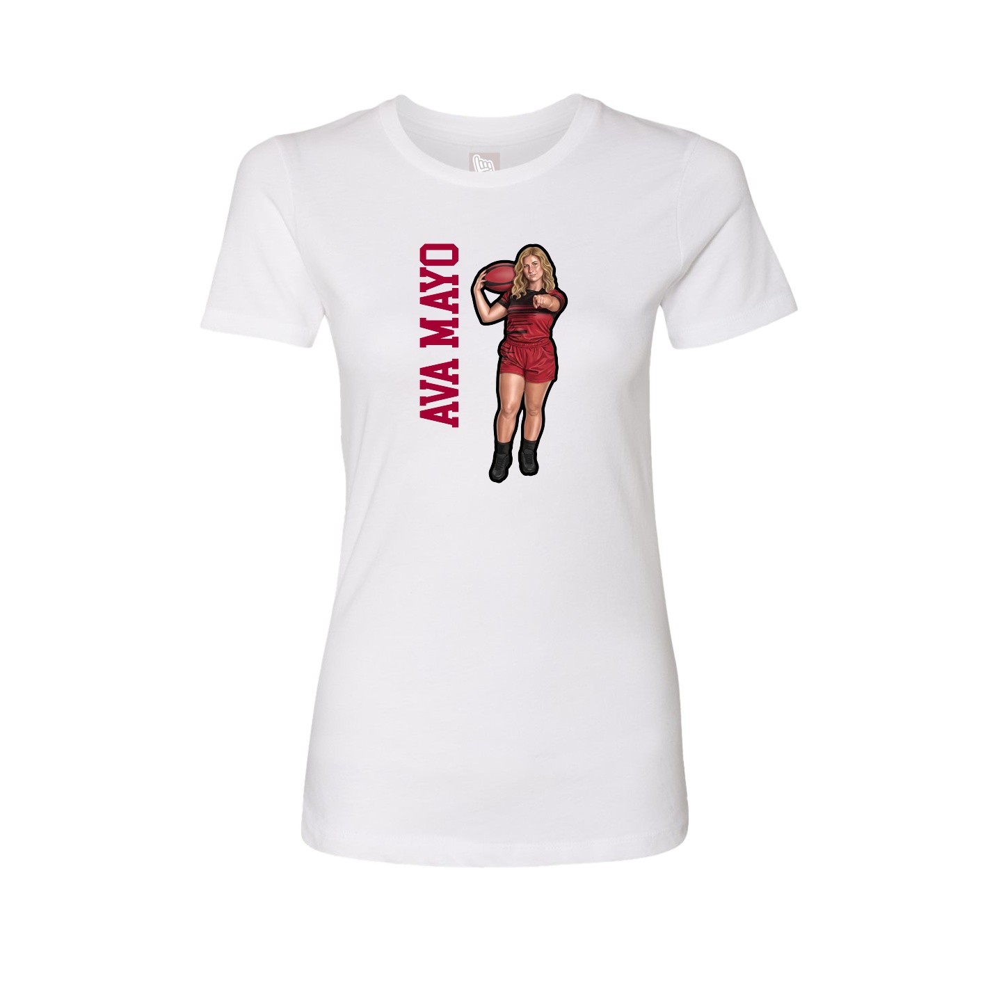 Fitted Women's Tee — Name Vertical in White
