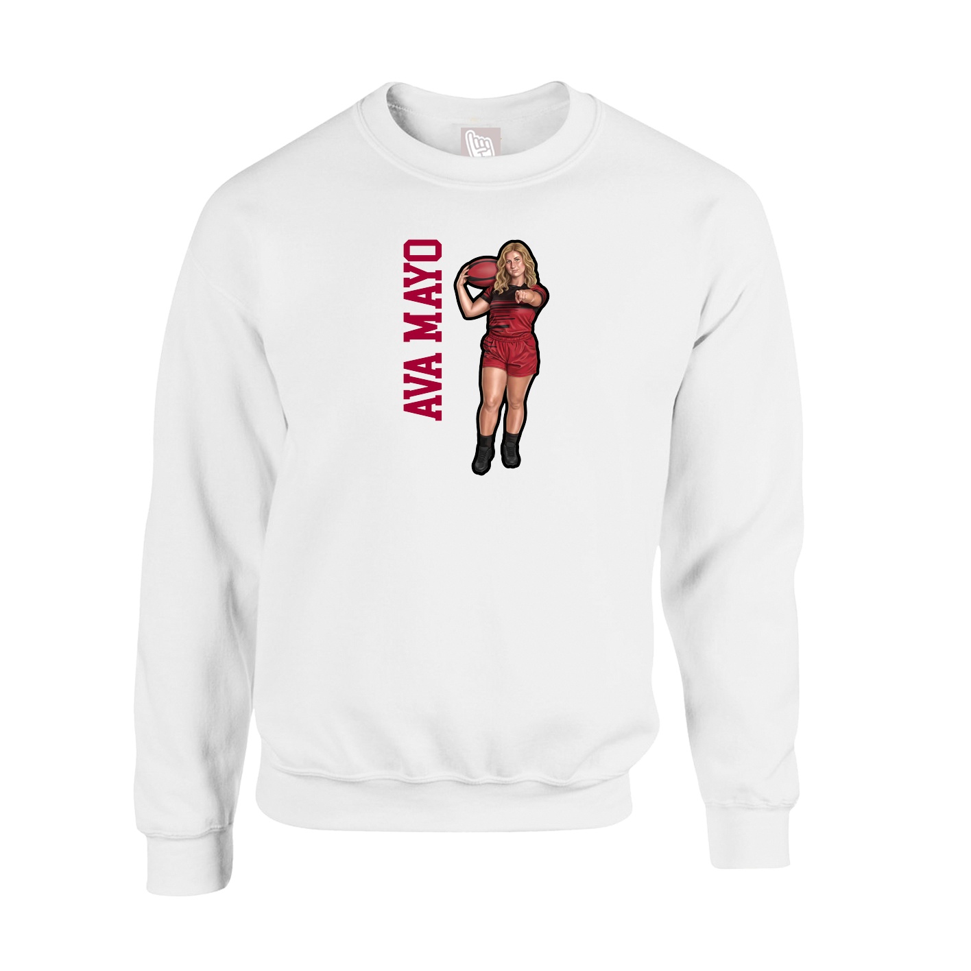 Fleece Crew — Name Vertical in White