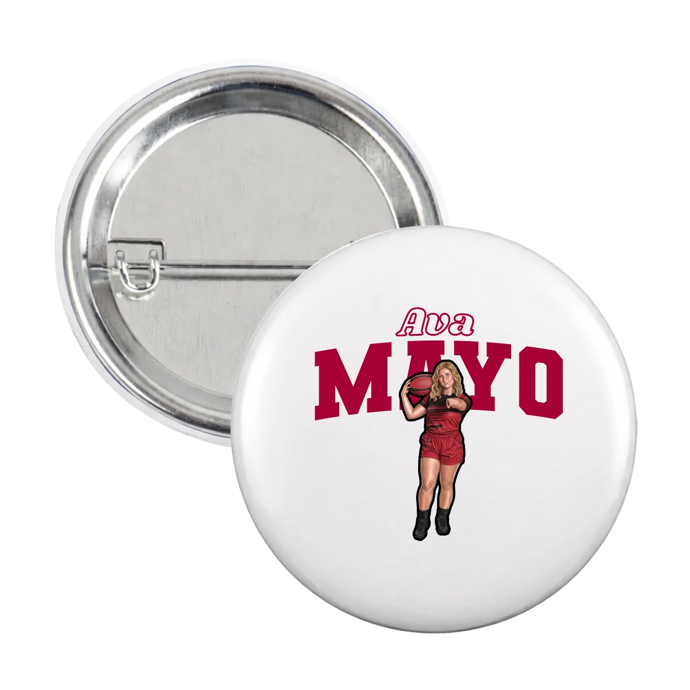 Game Day Button — Name Arch in White