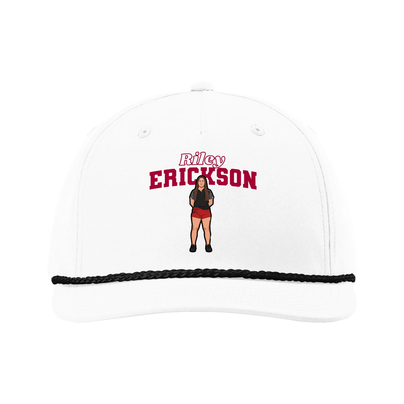 Five-Panel Classic Rope Cap — Name Arch in White