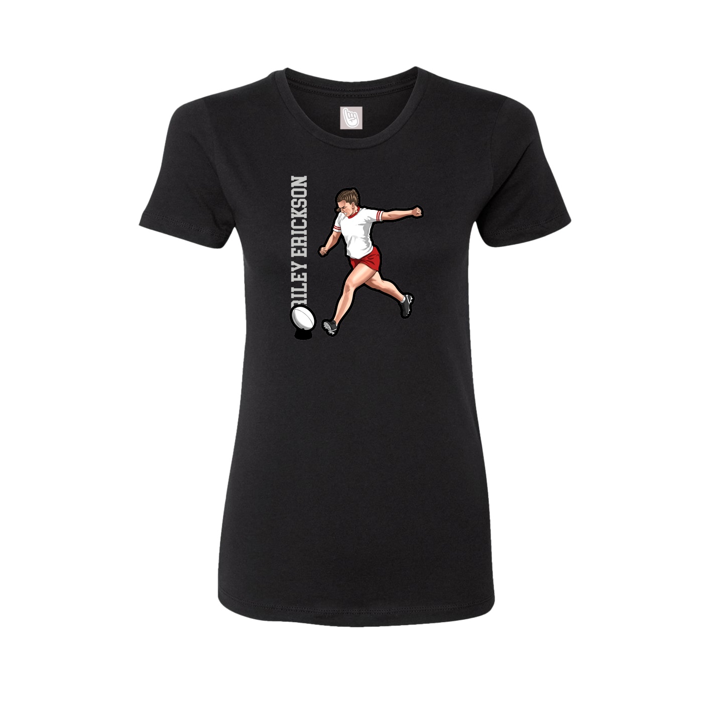 Fitted Women's Tee — Name Vertical in Black