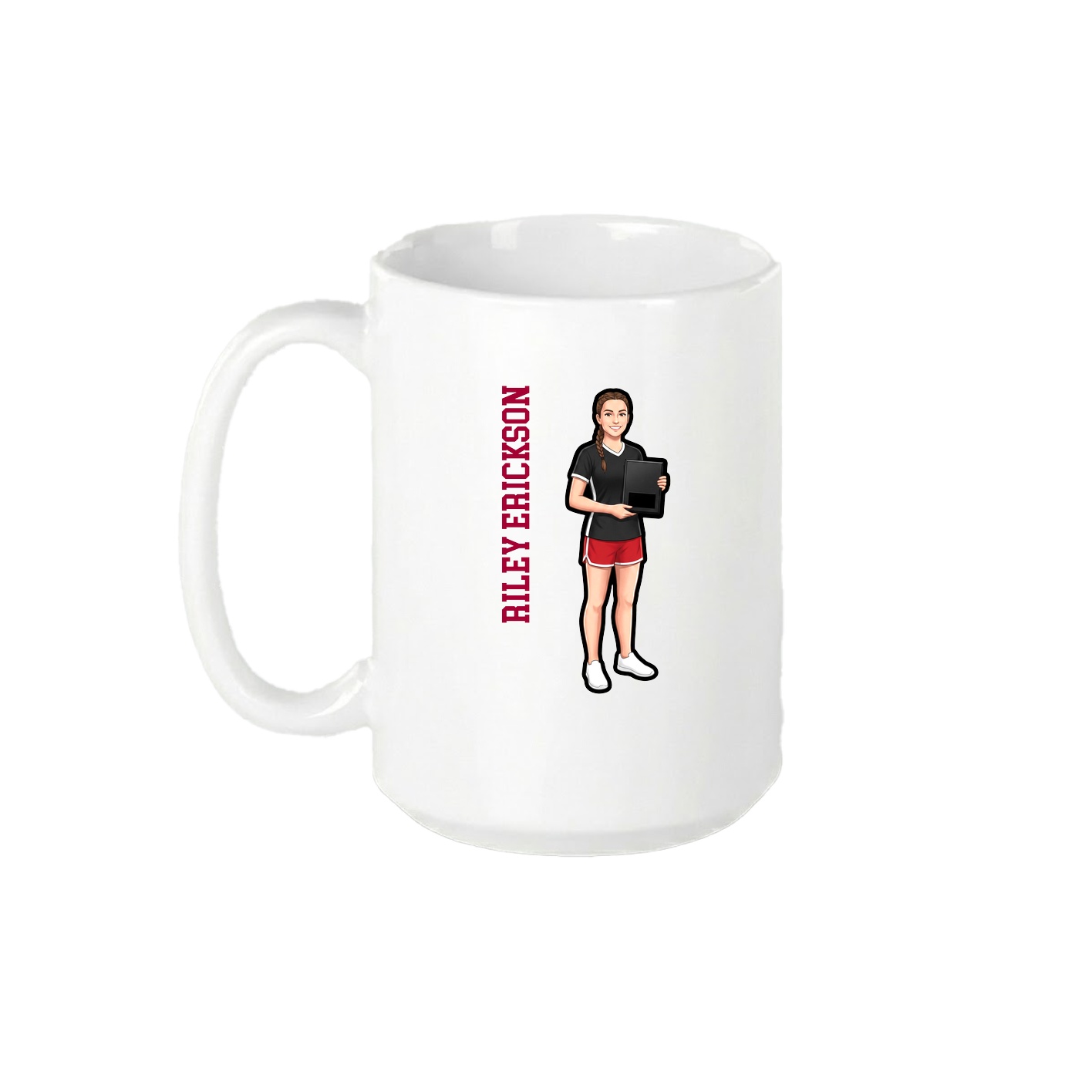 15oz Coffee Mug — Name Vertical in White