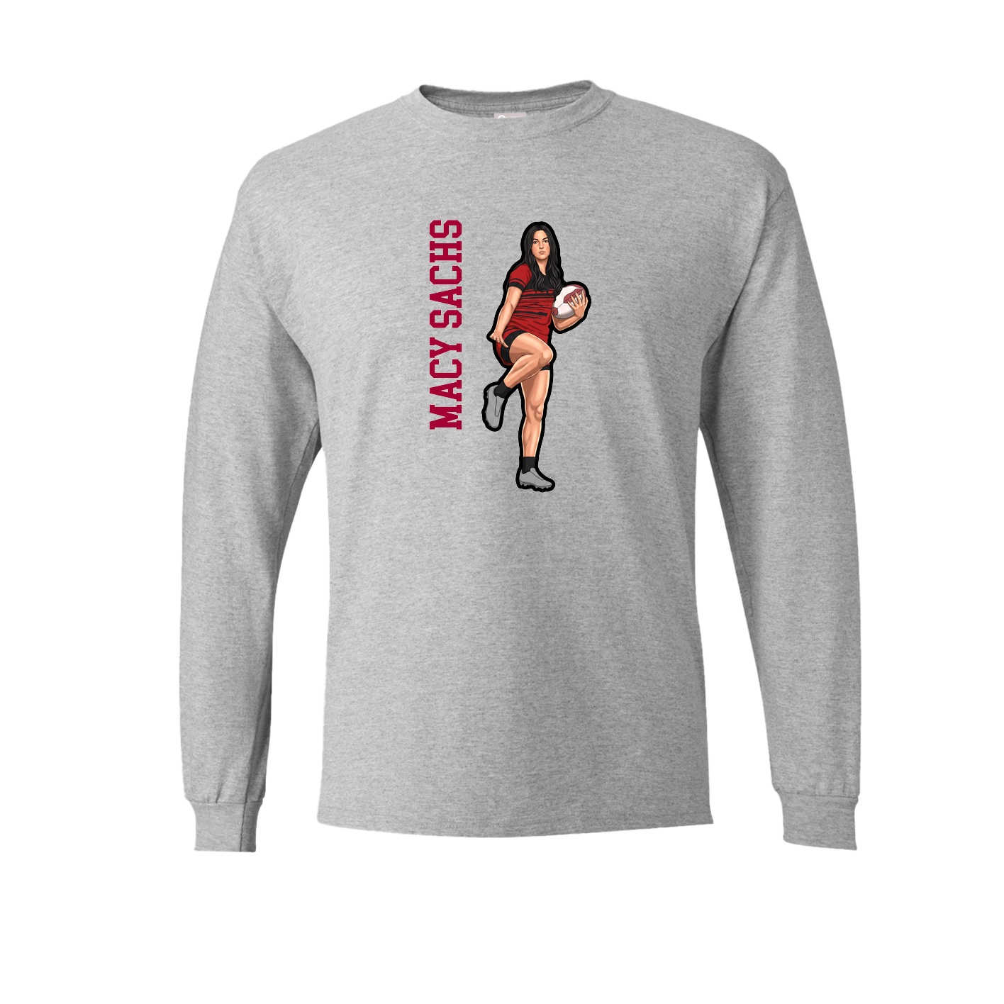 Long Sleeve Tee — Name Vertical in Grey