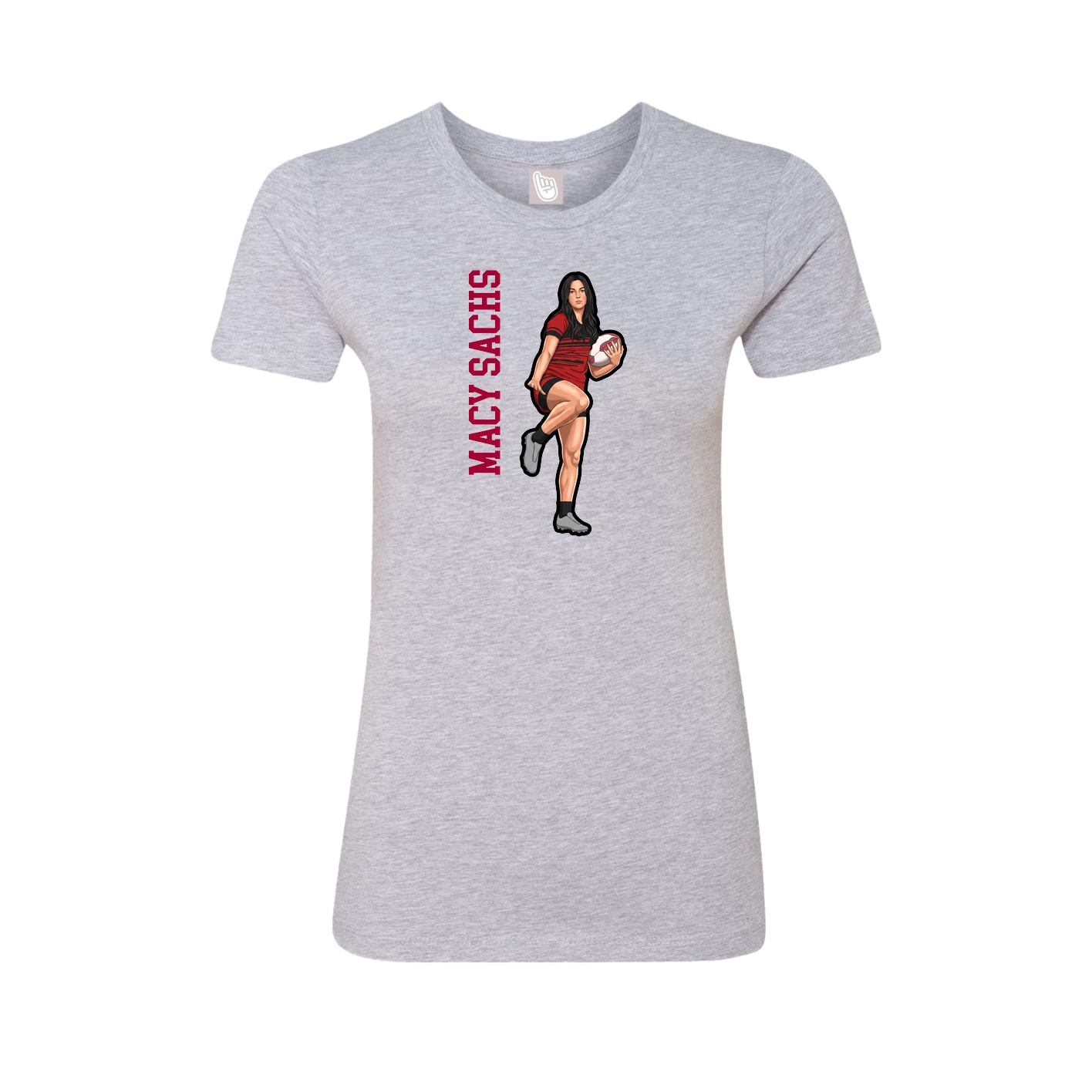 Fitted Women's Tee — Name Vertical in Grey