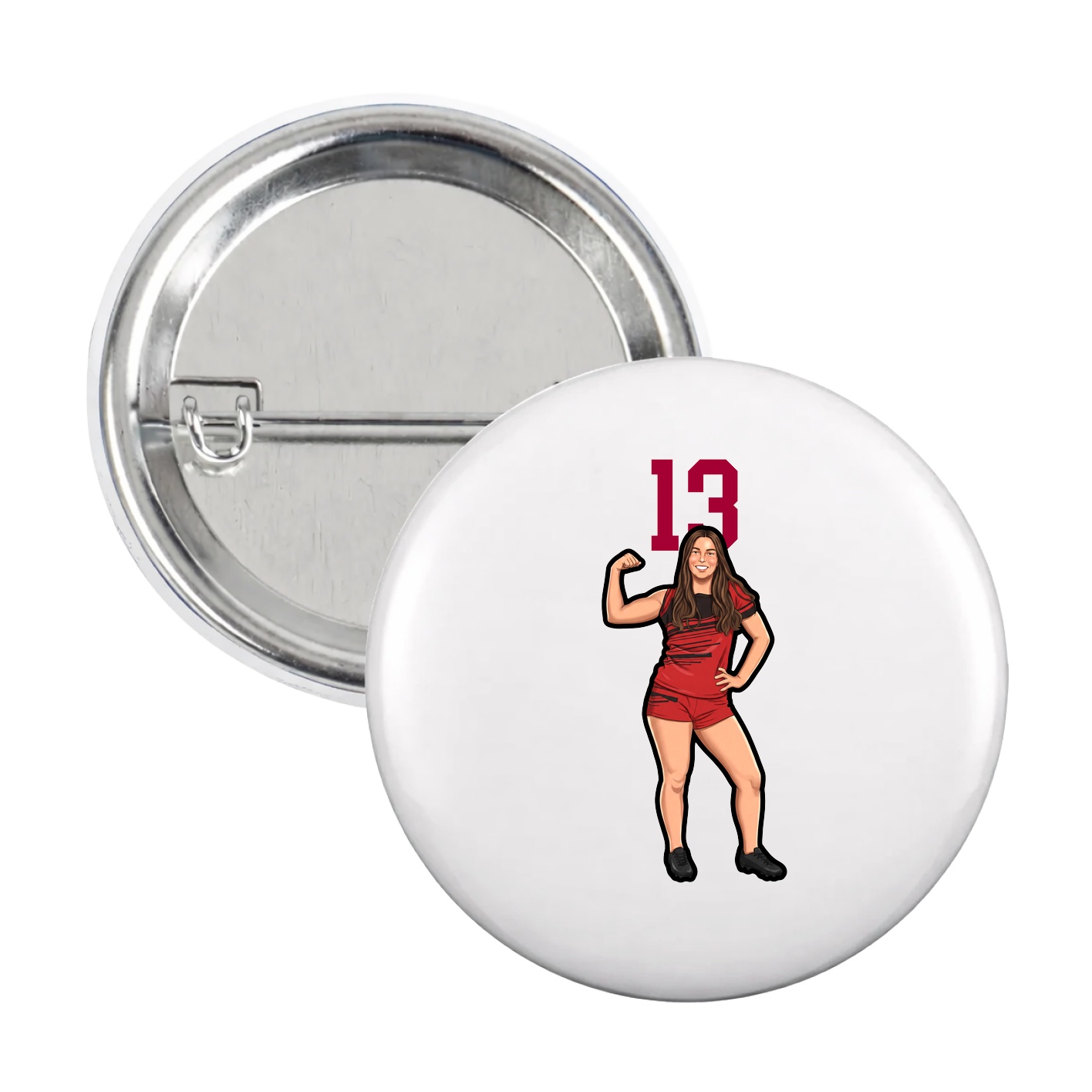 Game Day Button — Number Top in White