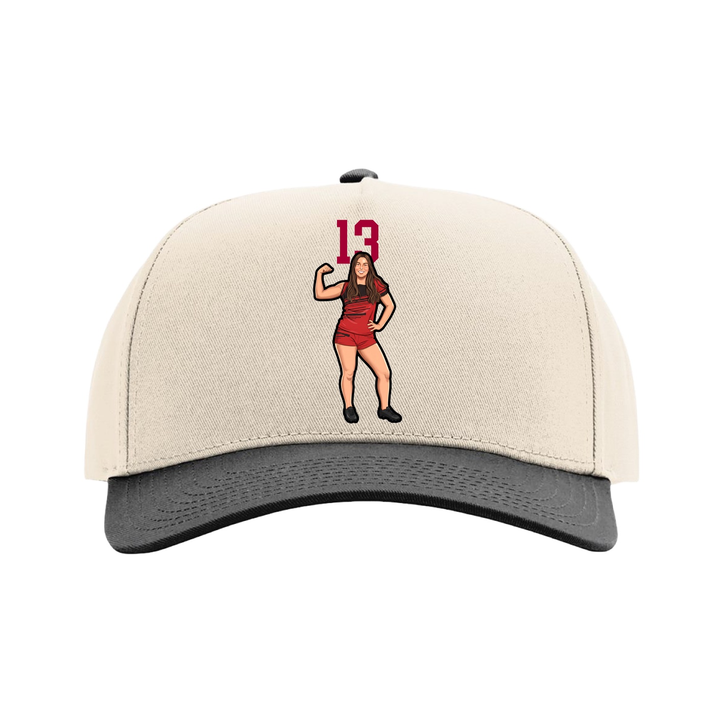 Full Fabric Five-Panel Champ Cap — Number Top in Cream/Black
