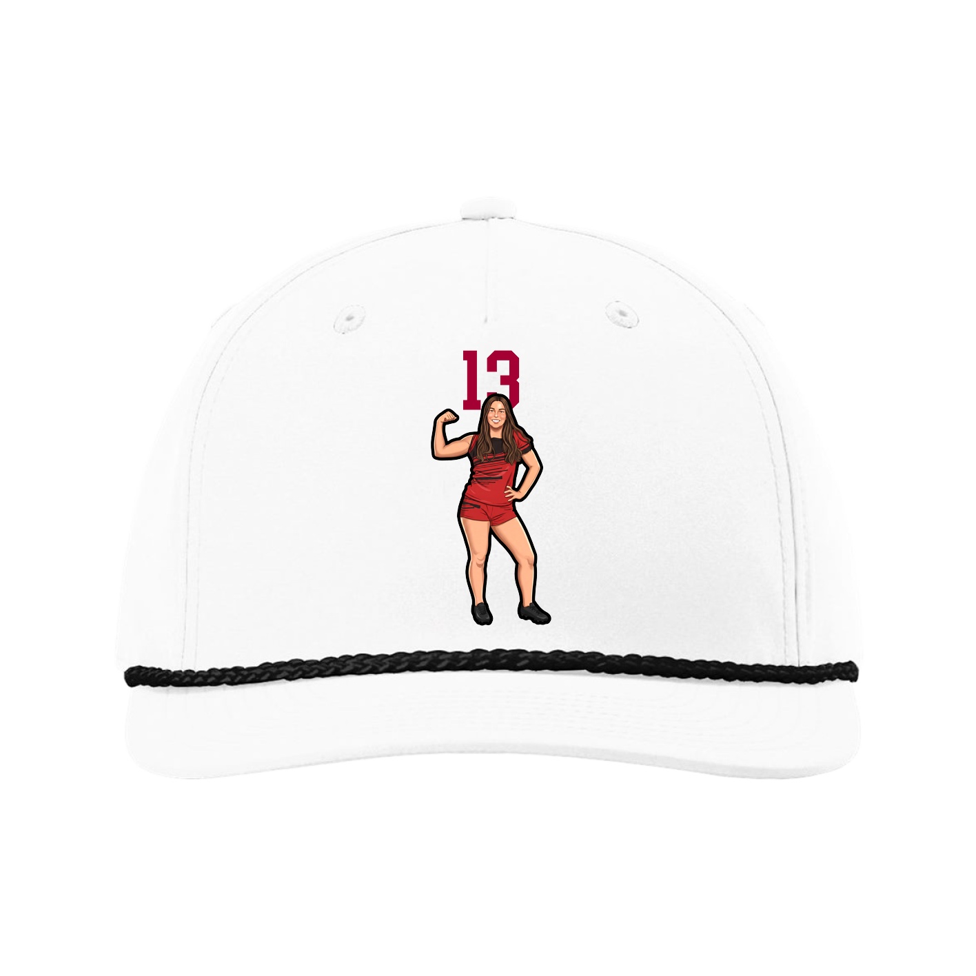 Five-Panel Classic Rope Cap — Number Top in White