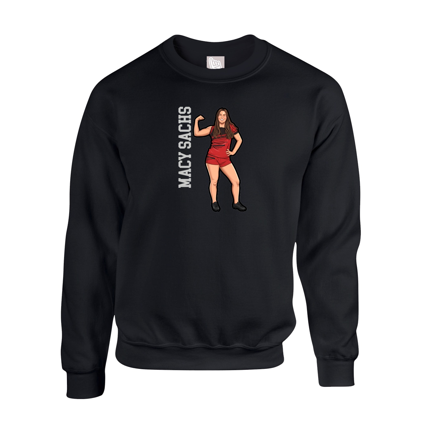 Fleece Crew — Name Vertical in Black