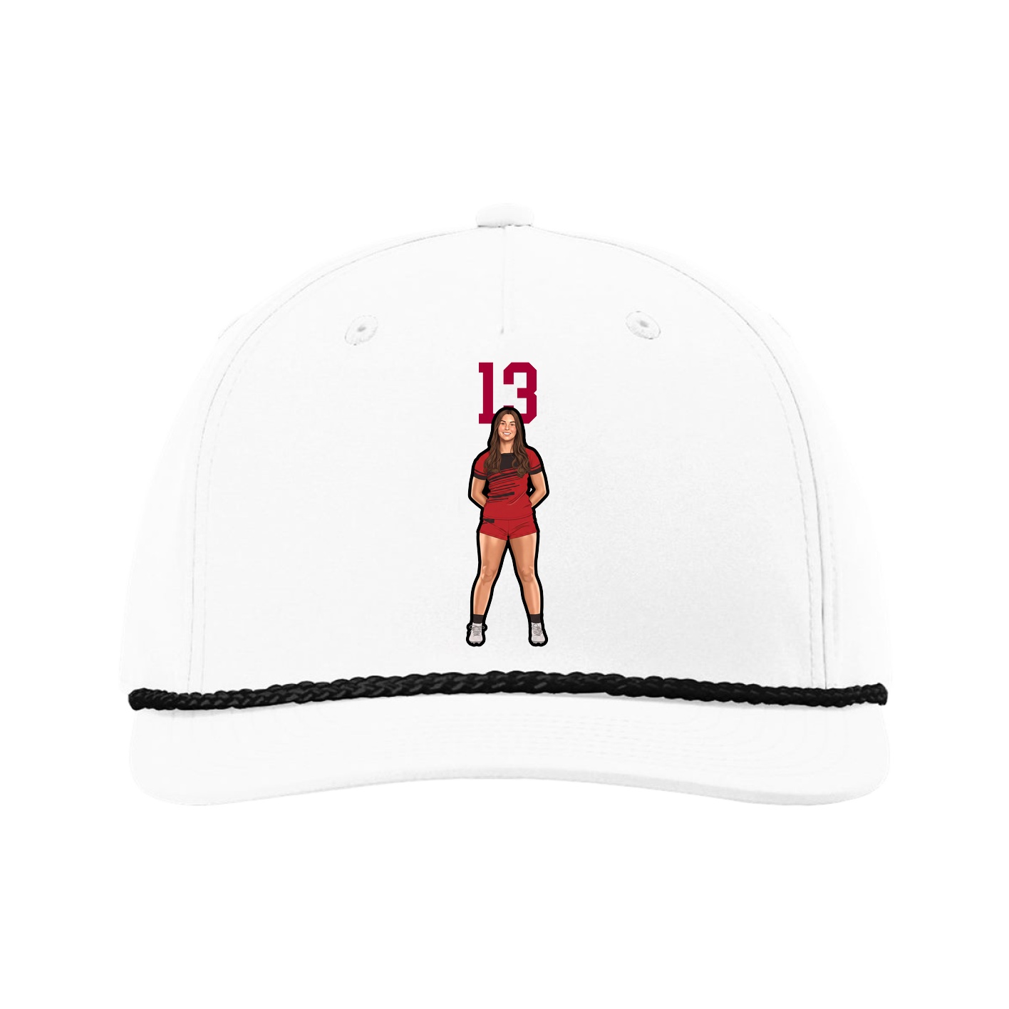 Five-Panel Classic Rope Cap — Number Top in White