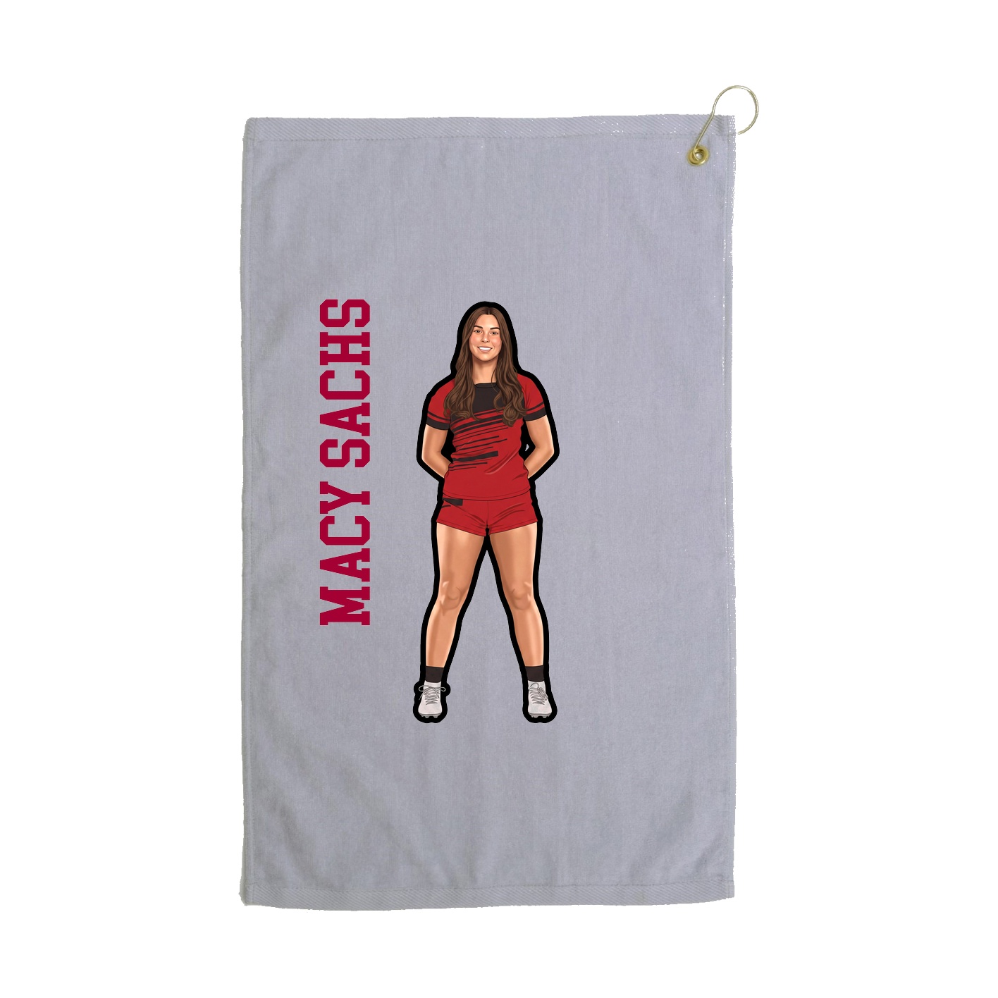 Golf Towel — Name Vertical in Grey