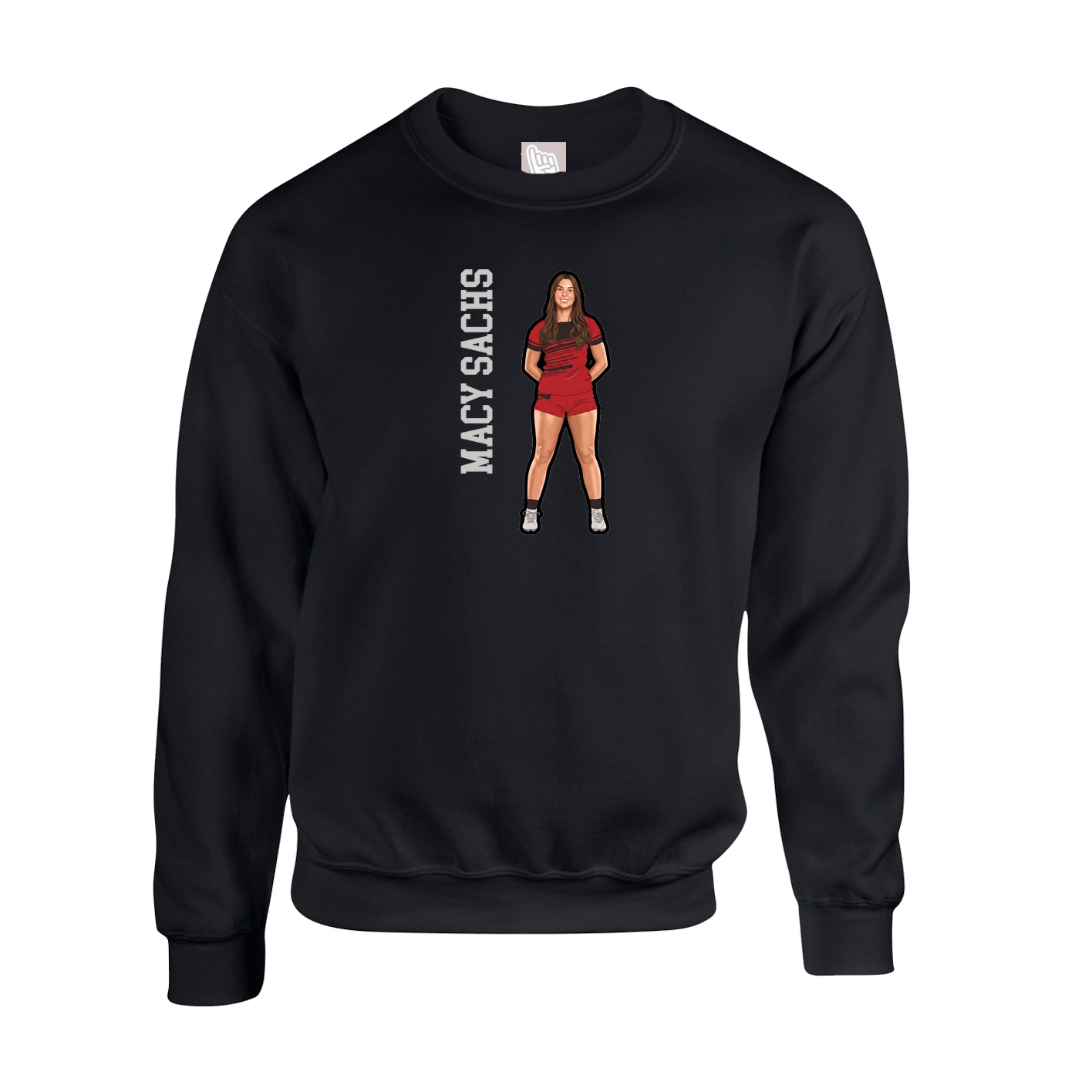 Fleece Crew — Name Vertical in Black