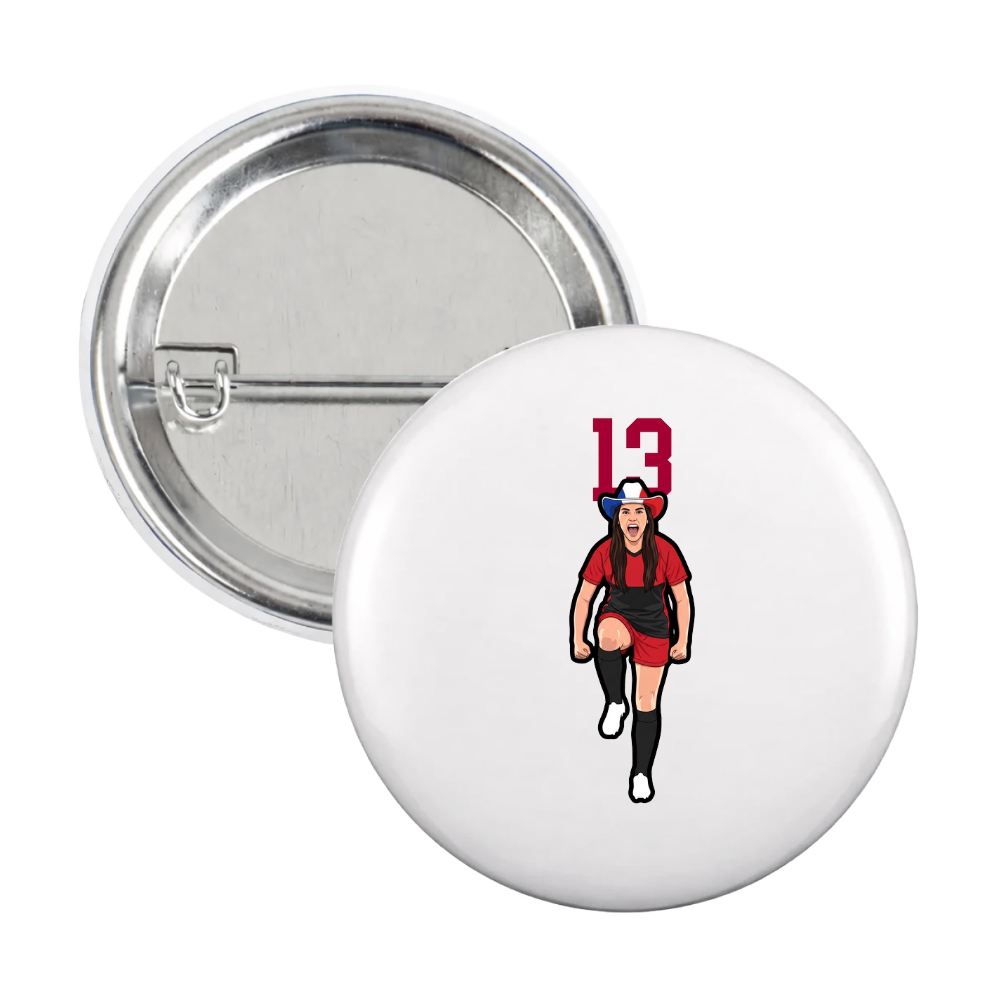 Game Day Button — Number Top in White