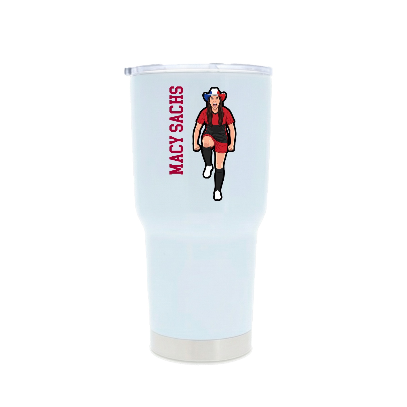 30oz Stainless Steel Tumbler — Name Vertical in White