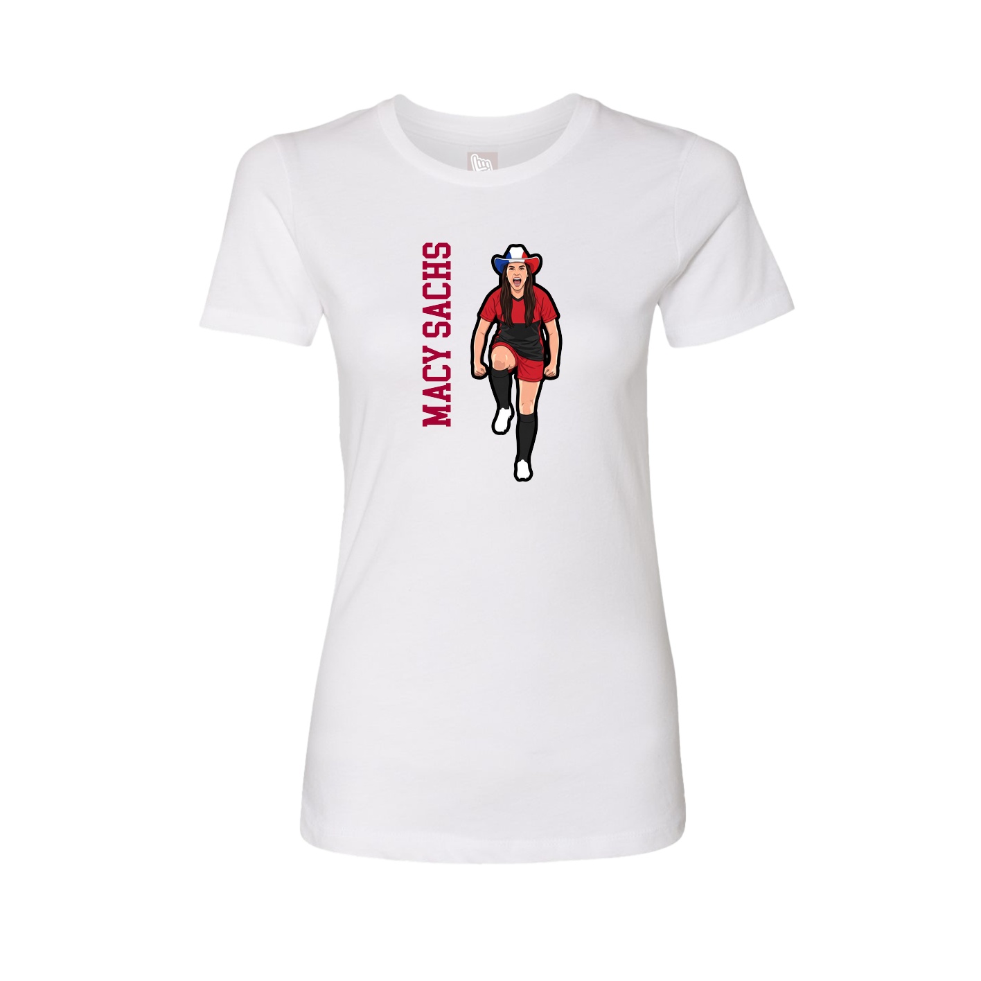 Fitted Women's Tee — Name Vertical in White