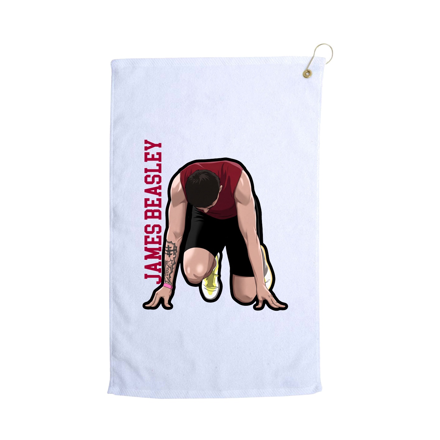 Golf Towel — Name Vertical in White